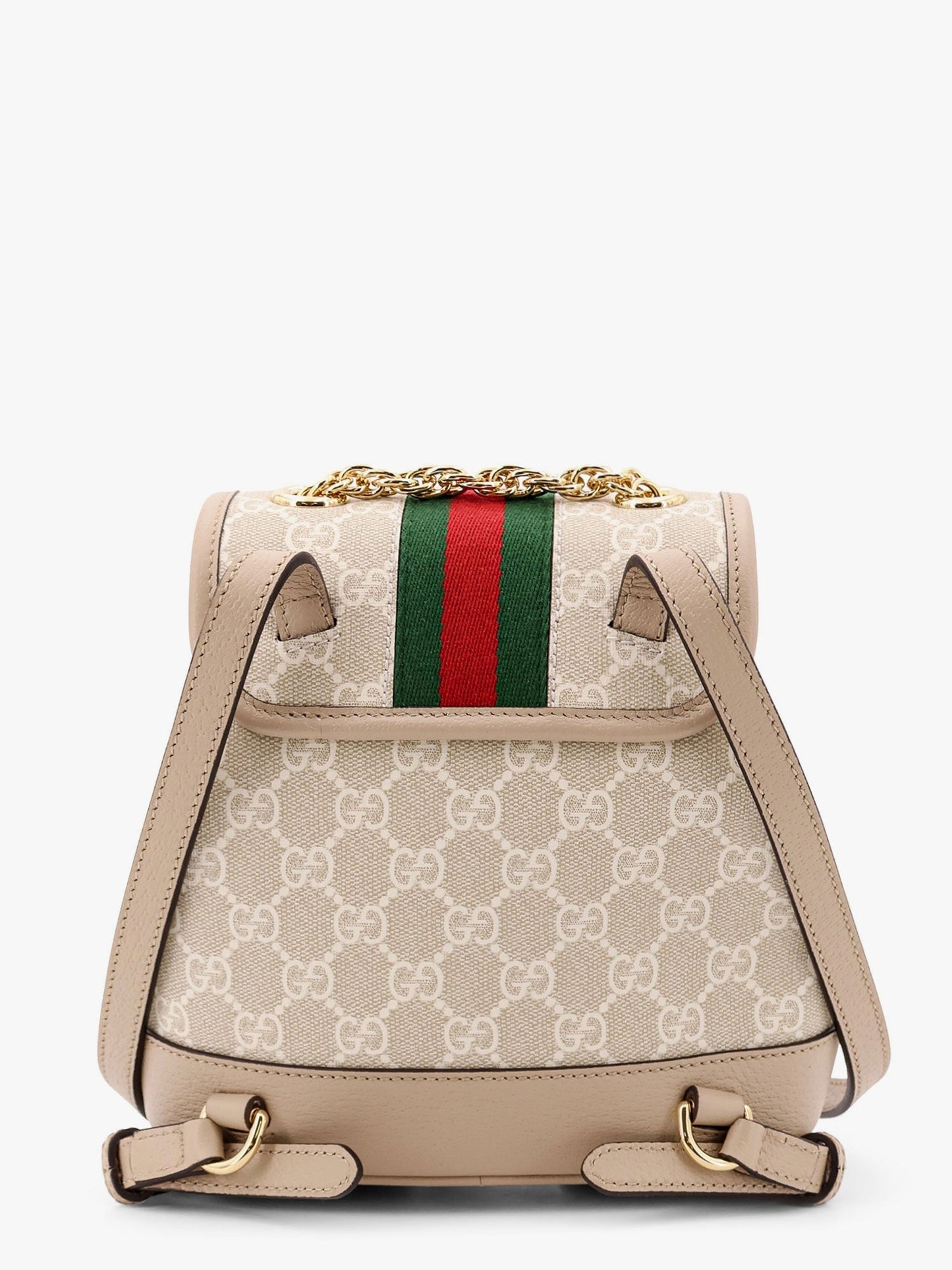 Gucci Mini Ophidia Gg Supreme Fabric And Leather Backpack With Frontal Web Band