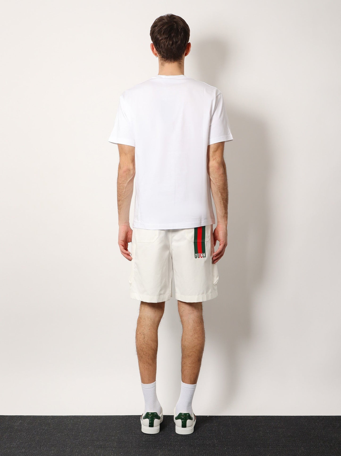 Gucci Cotton T Shirt With Lettering Logo And Gucci Web Band