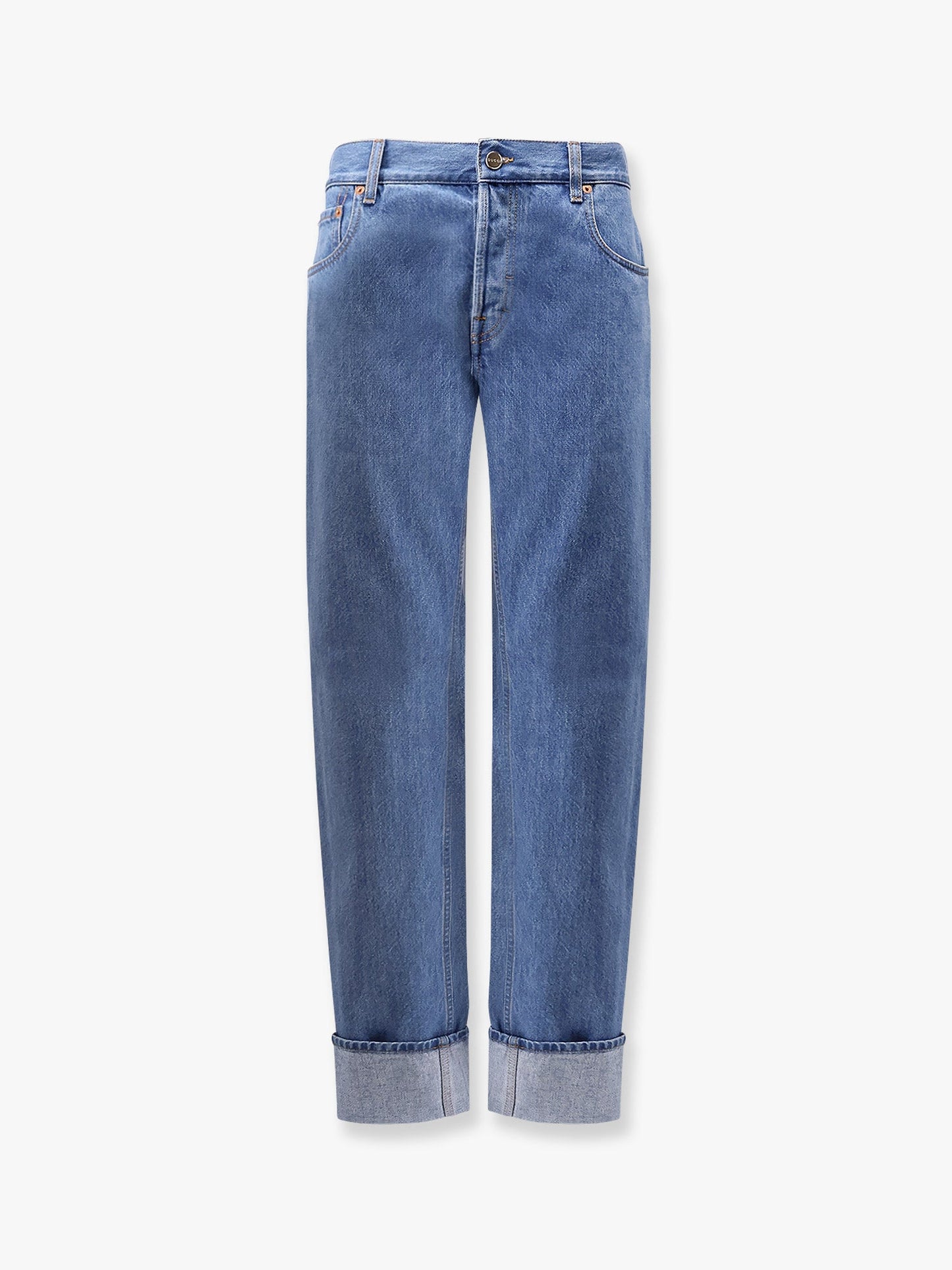 Gucci Jeans With Cuff And Gucci Web Detail