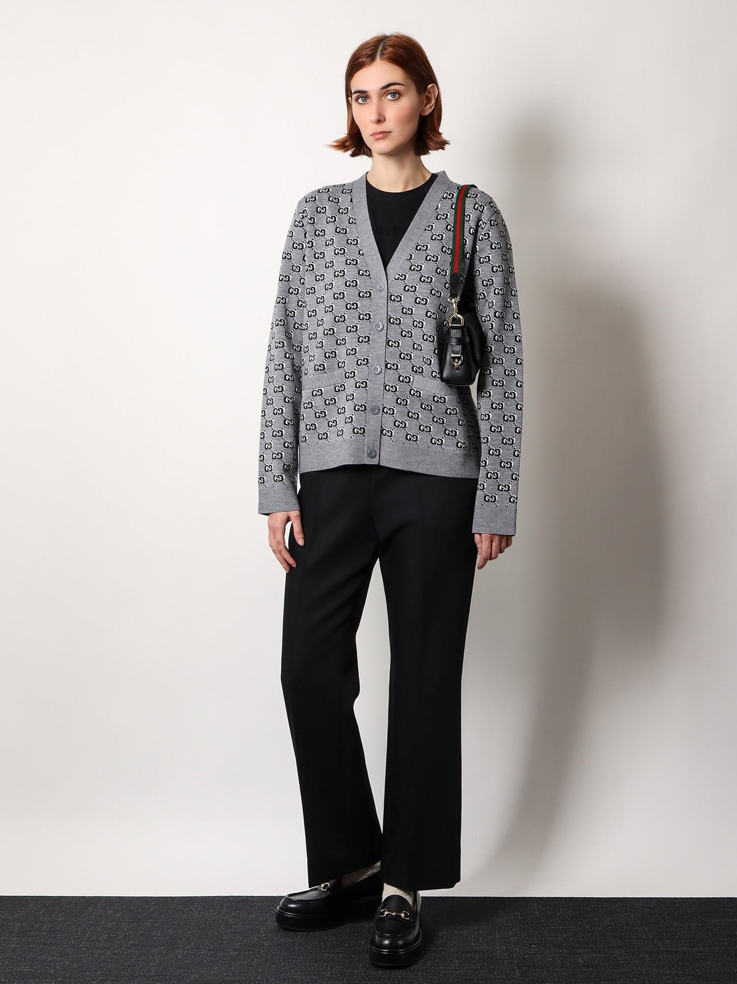 Gucci Wool Blend Cardigan With All Over Gg Motif