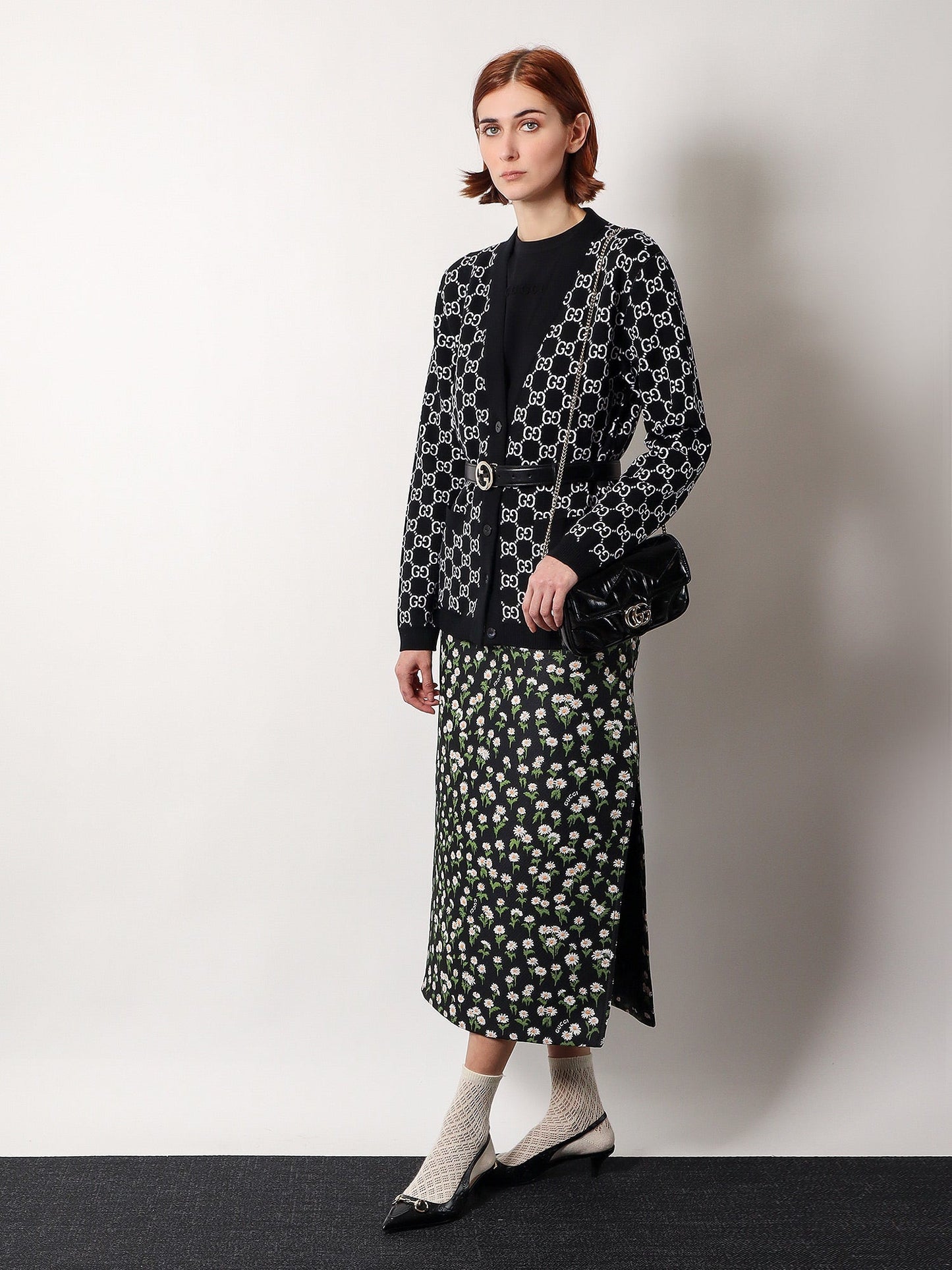 Gucci Reversible Wool Cardigan With Gg Intarsia