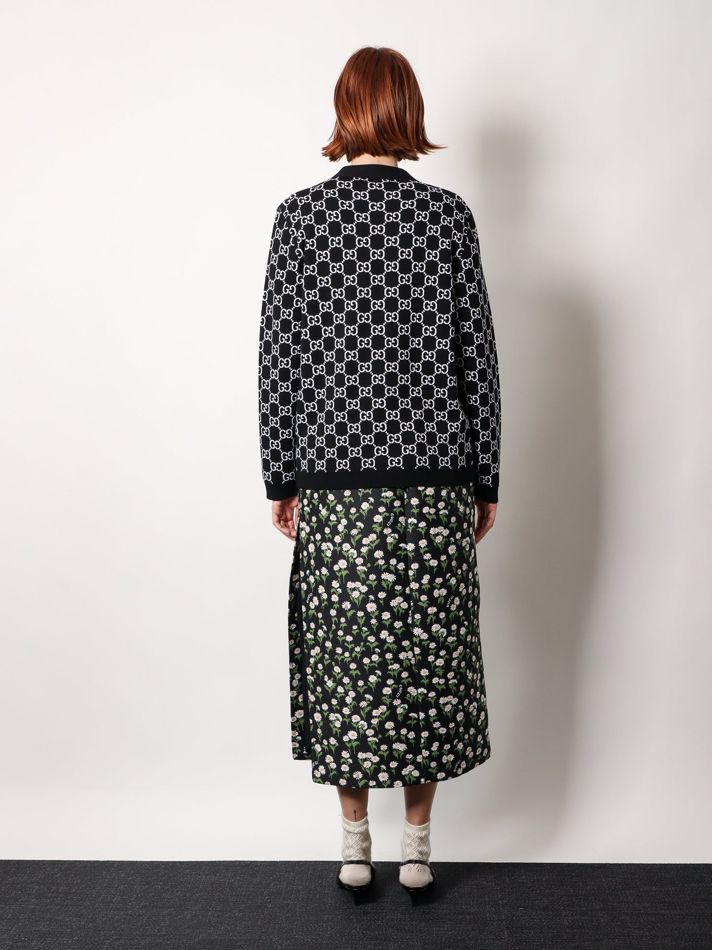 Gucci Reversible Wool Cardigan With Gg Intarsia
