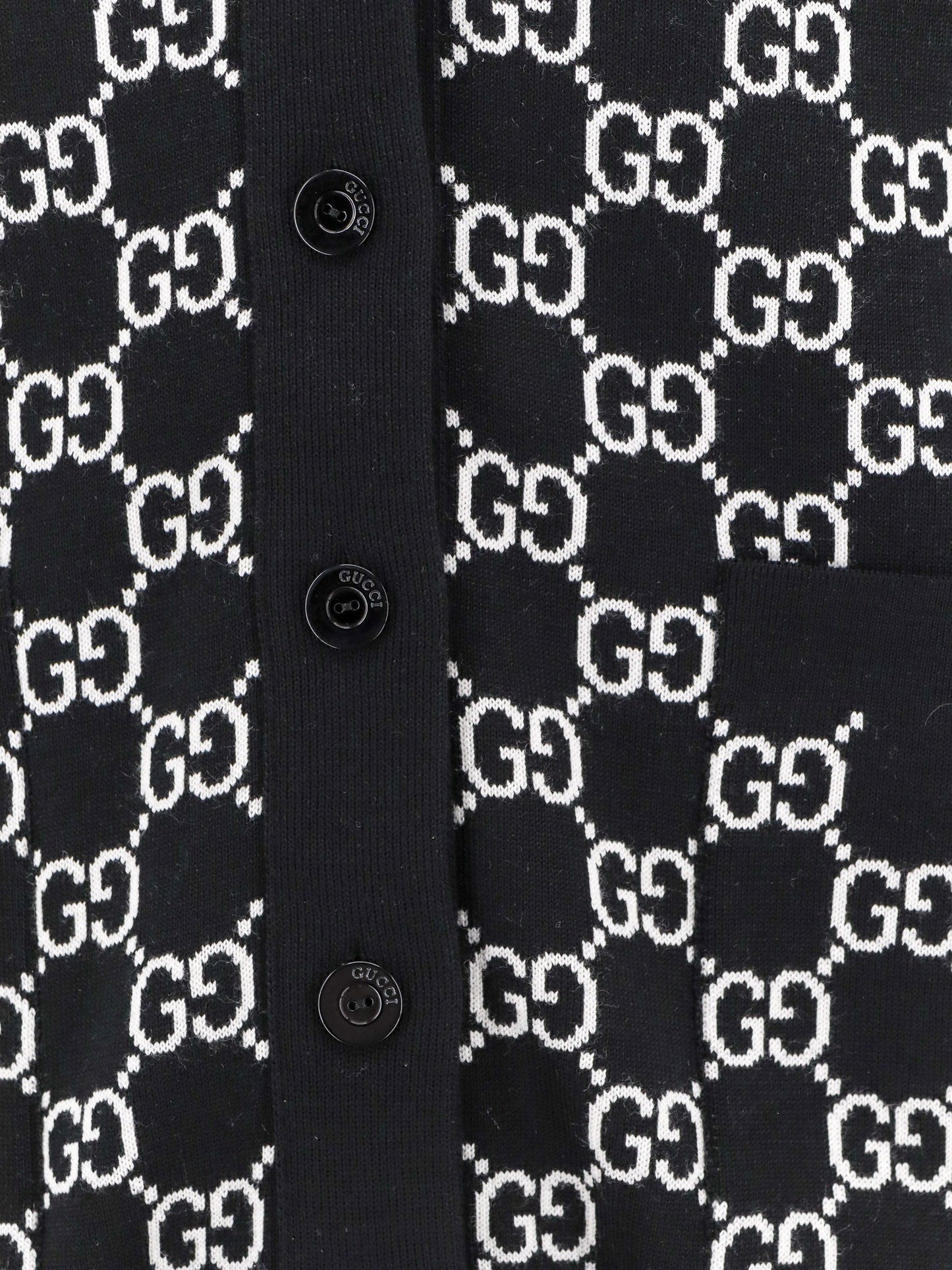 Gucci Reversible Wool Cardigan With Gg Intarsia