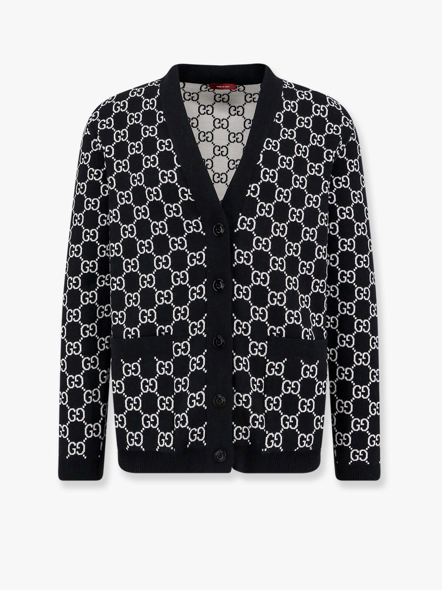 Gucci Reversible Wool Cardigan With Gg Intarsia