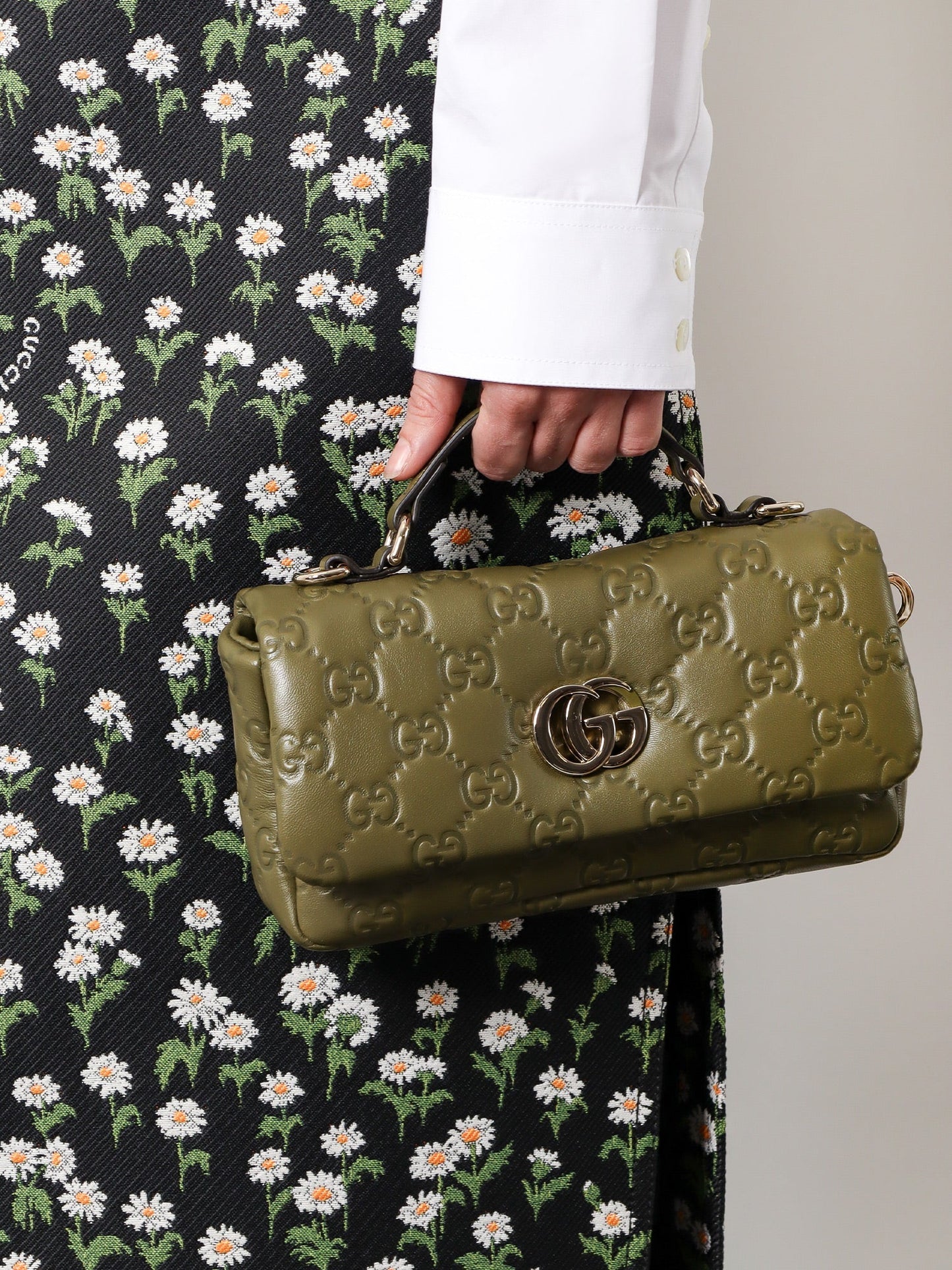 Gucci Mini Gg Milano Leather Handbag With All Over Gg Motif