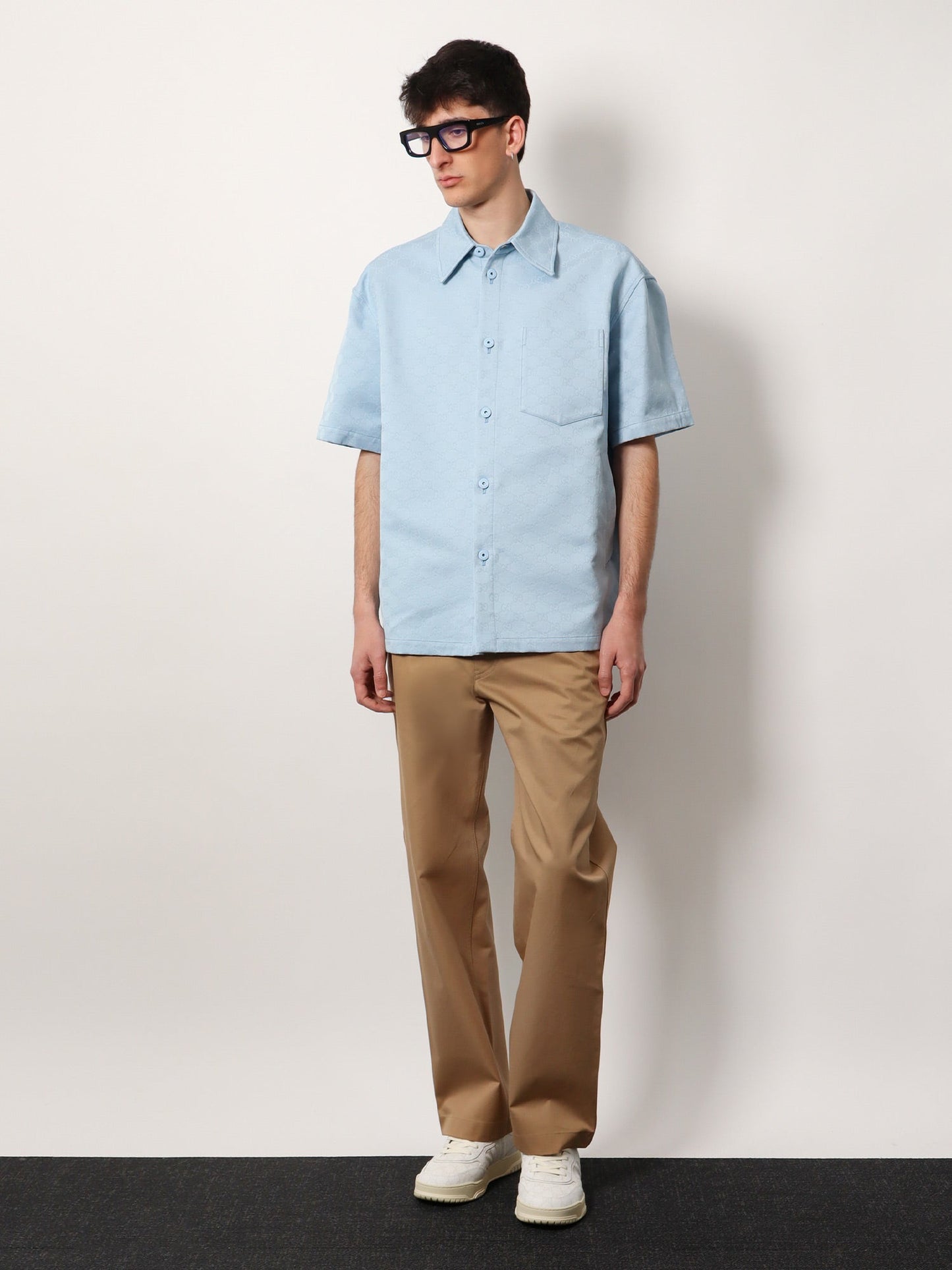 Gucci Gg Jacquard Oversize Cotton Shirt