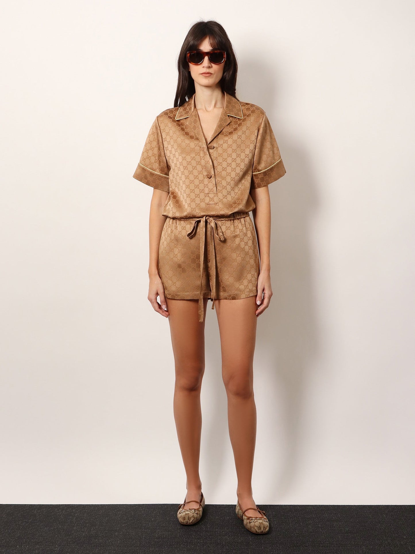 Gucci Viscose Blend Shorts With Allover Gg Logo