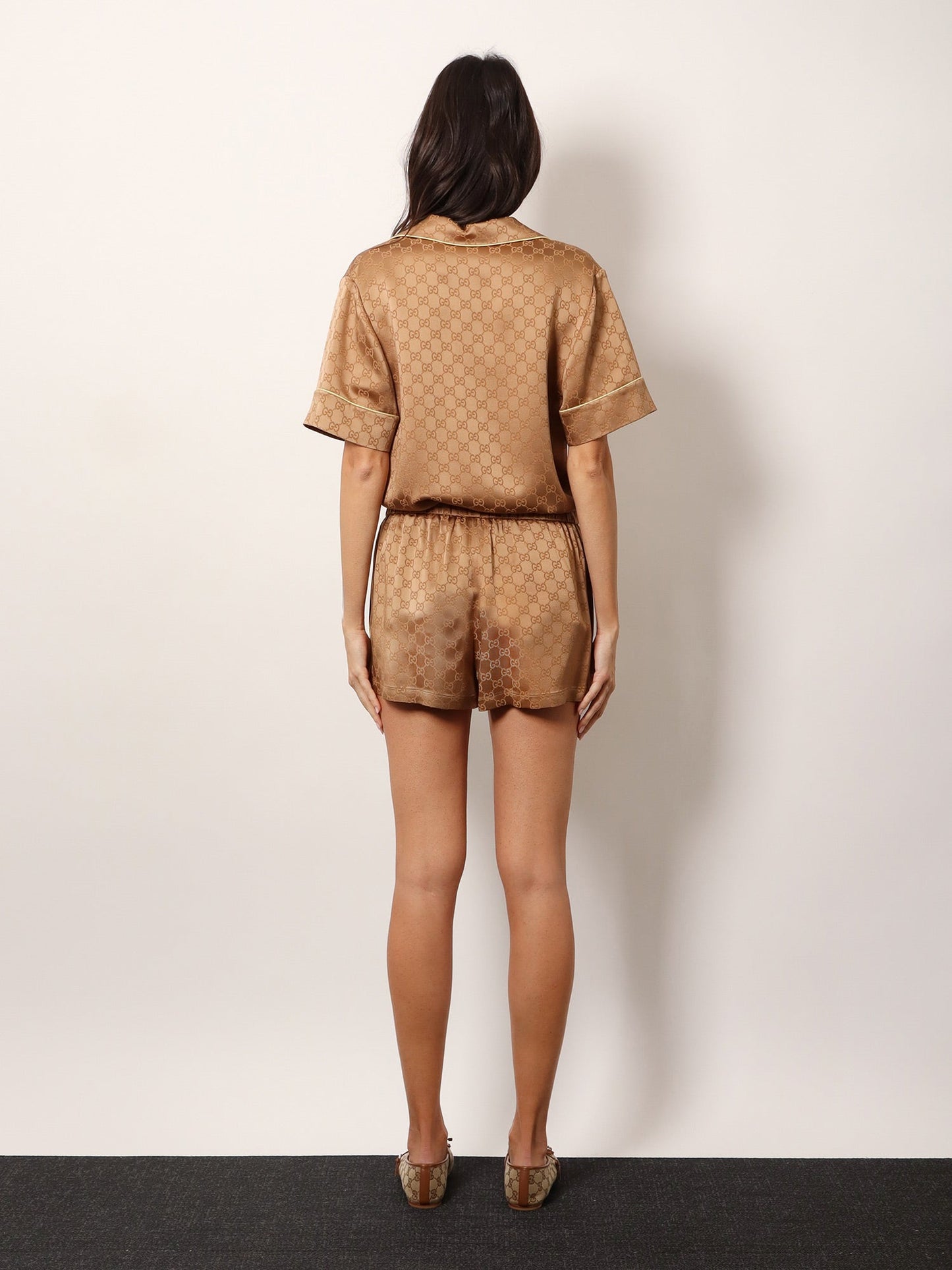 Gucci Viscose Blend Shorts With Allover Gg Logo