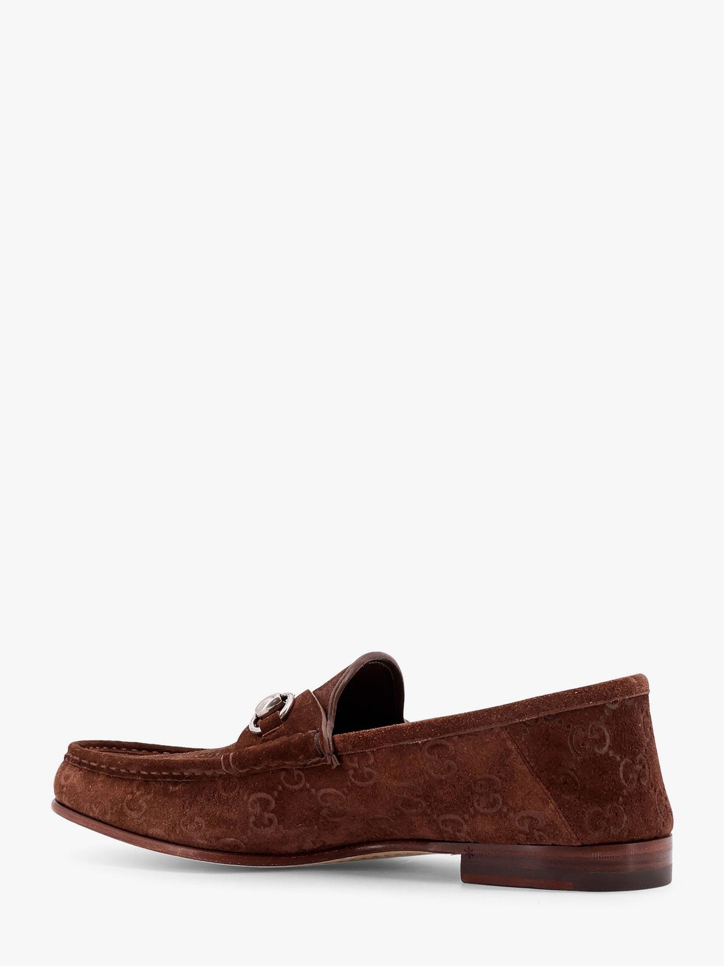 Gucci Suede Loafers With All Over Gg Motif And Iconic Horsebit