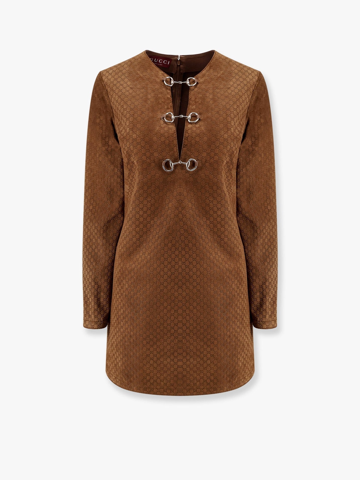 Gucci Suede Short Dress With All Over Gg Logo