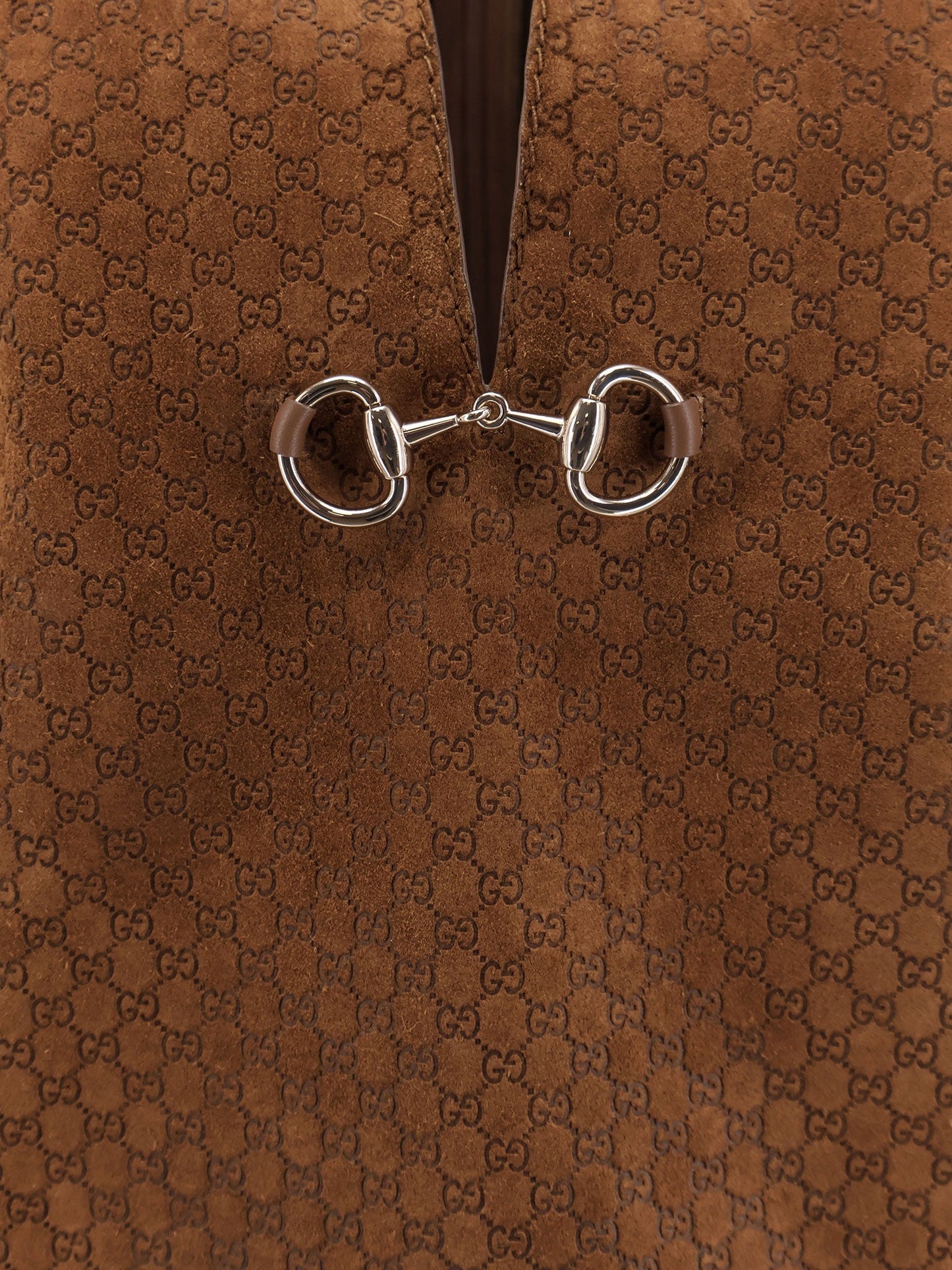 Gucci Suede Short Dress With All Over Gg Logo