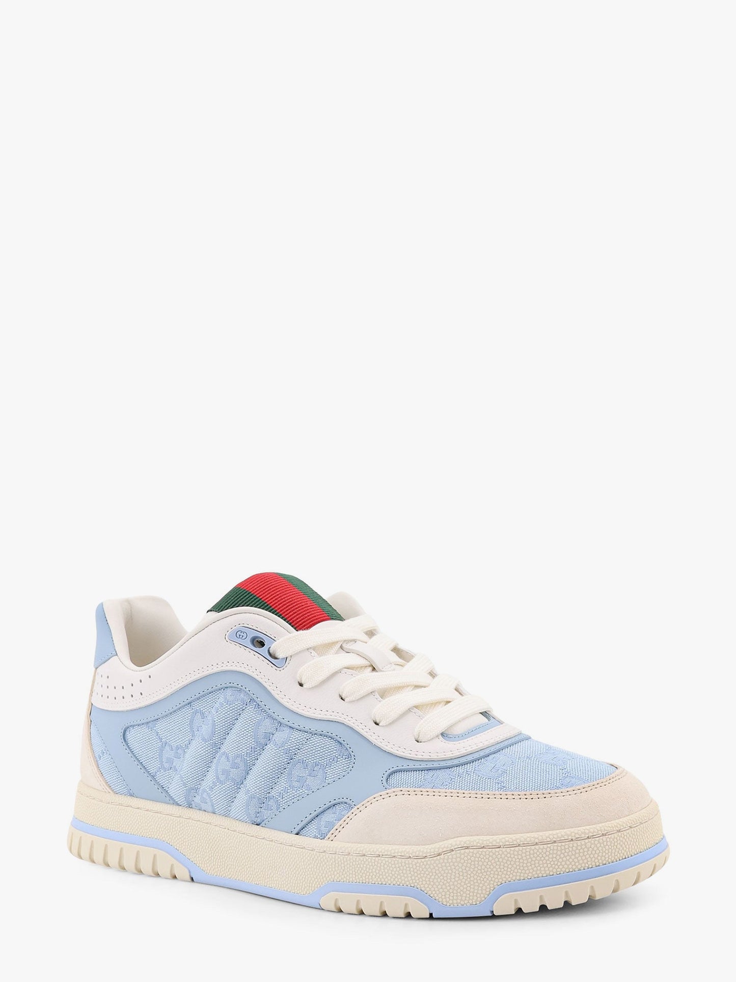 Gucci Re Web Low Top Leather And Gg Fabric Sneakers