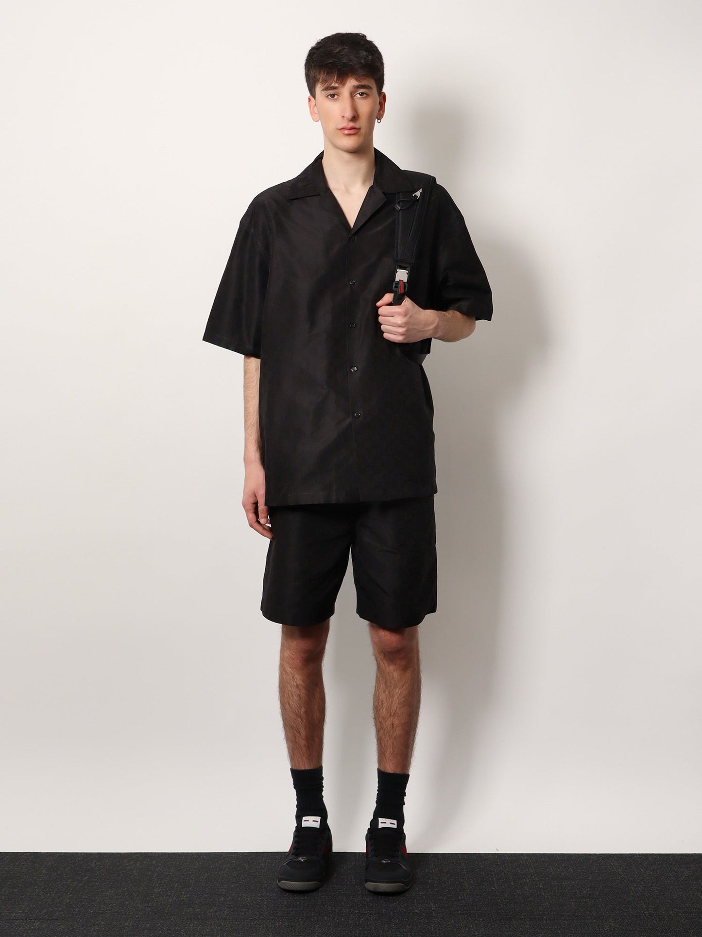 Gucci Cotton And Silk Bermuda Shorts With Allover Gg Logo
