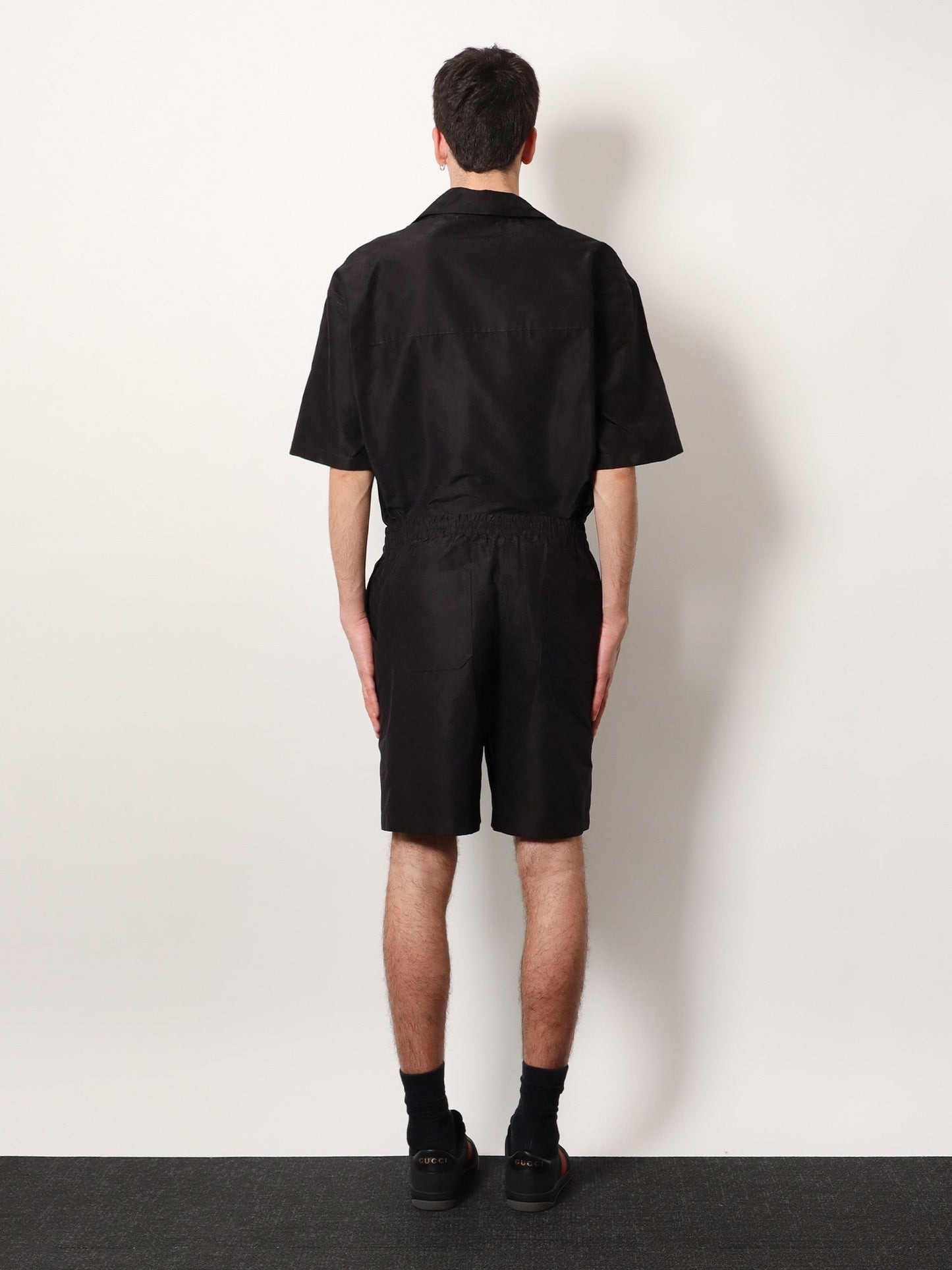 Gucci Cotton And Silk Bermuda Shorts With Allover Gg Logo