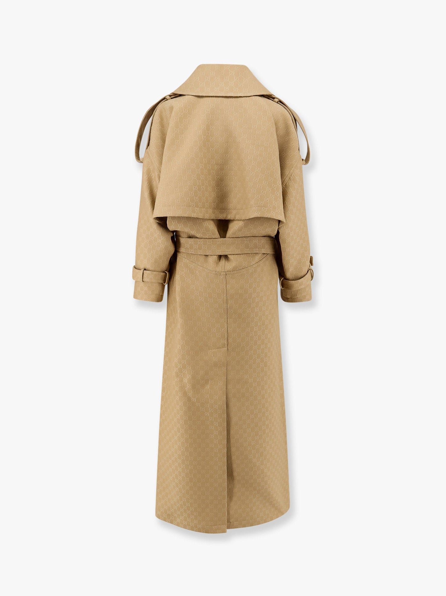 Gucci Wool And Silk Crepe Coat With All Over Gg Motif