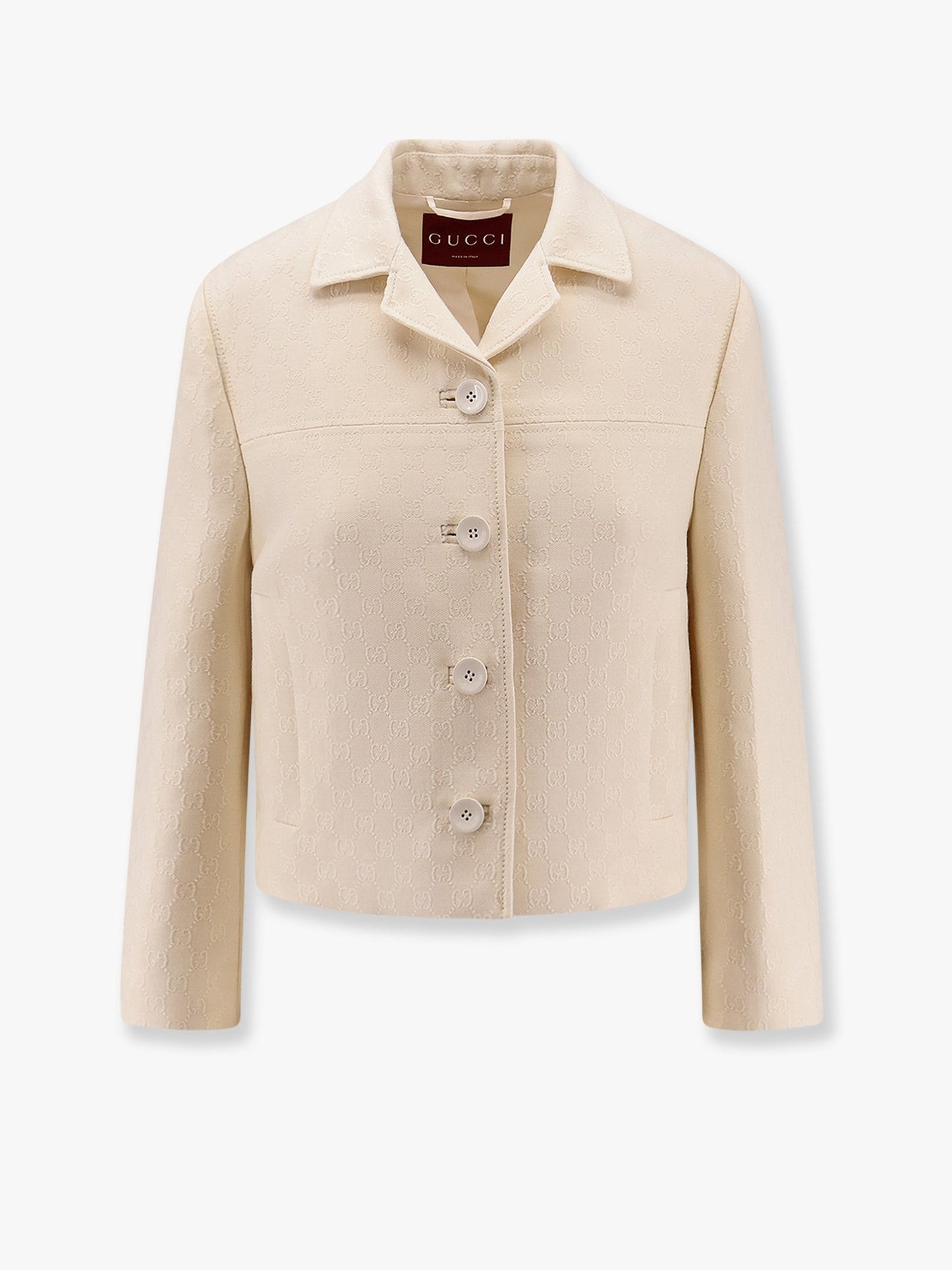Gucci Wool And Silk Blazer With All Over Gg Motif