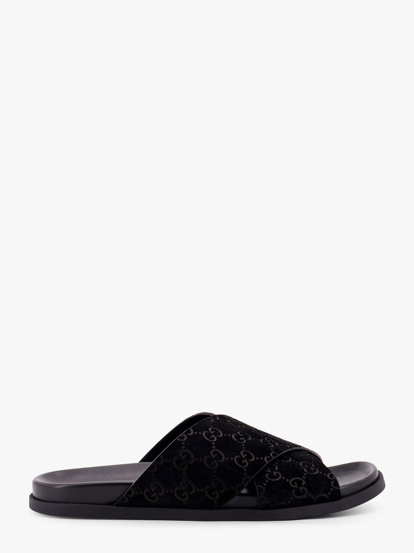 Gucci Leather Slides With All Over Gg Motif