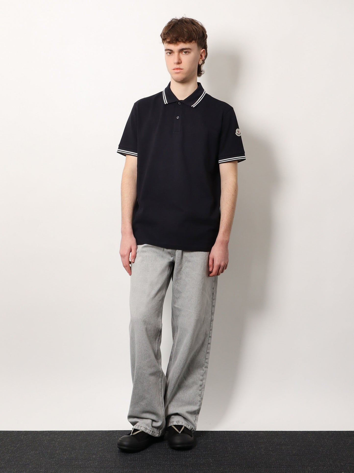 Moncler Cotton Polo Shirt With Contrasting Profiles