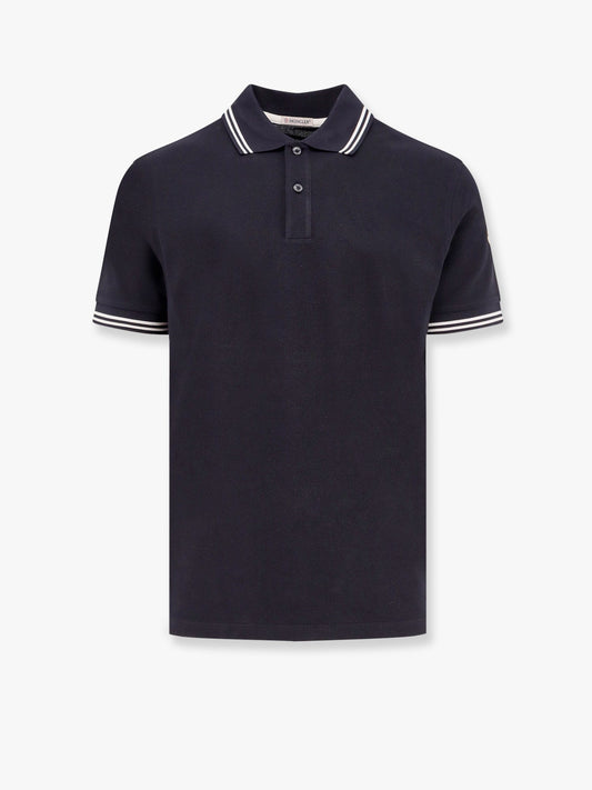 Moncler Cotton Polo Shirt With Contrasting Profiles
