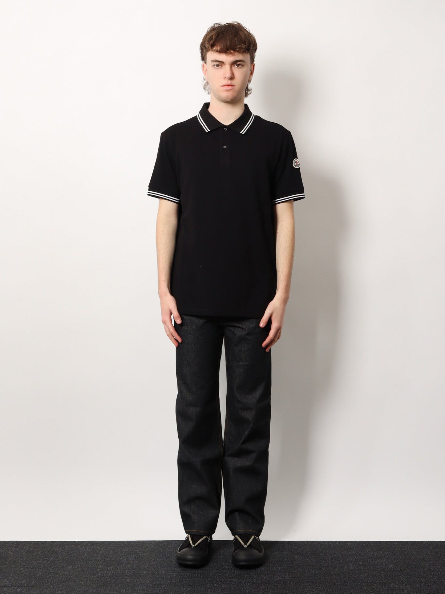 Moncler Cotton Polo Shirt With Contrasting Profiles