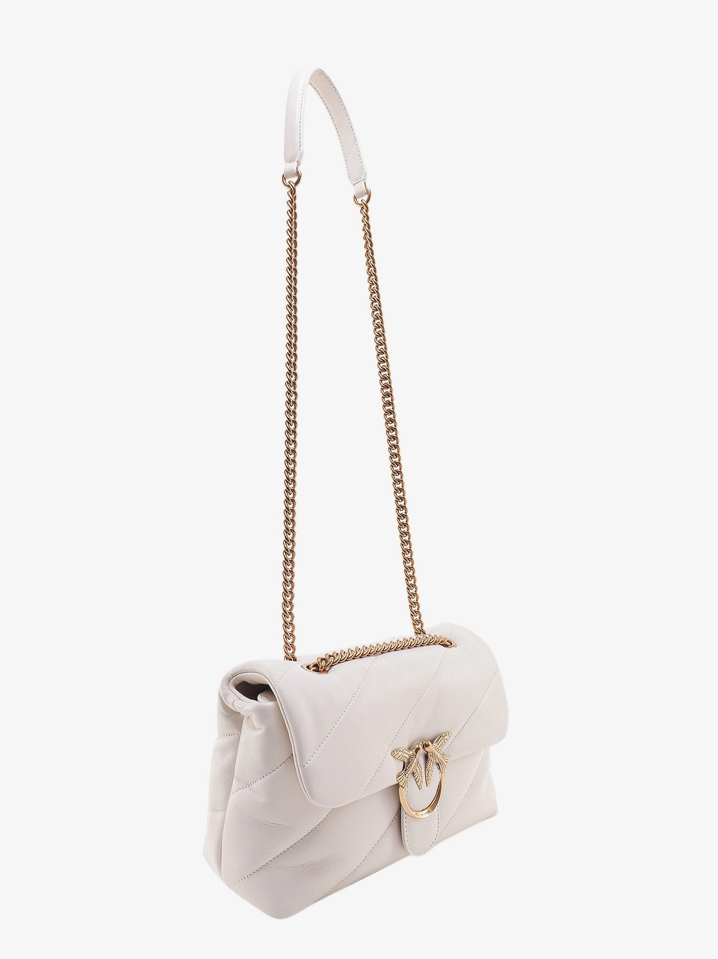 Pinko Matelass�� Leather Shoulder Bag With Iconic Love Birds Buckle