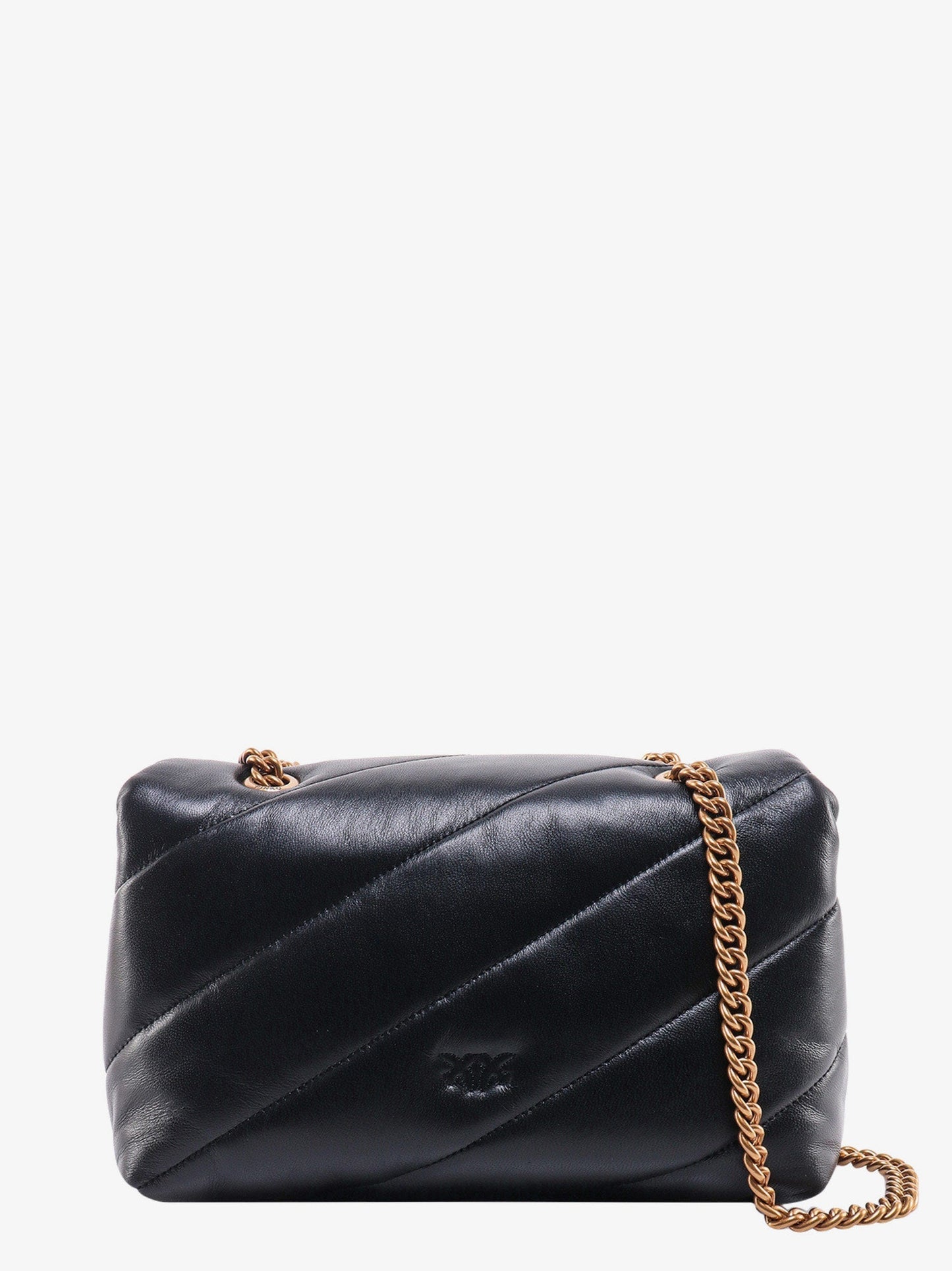 Pinko Matelass�� Leather Shoulder Bag With Iconic Love Birds Buckle