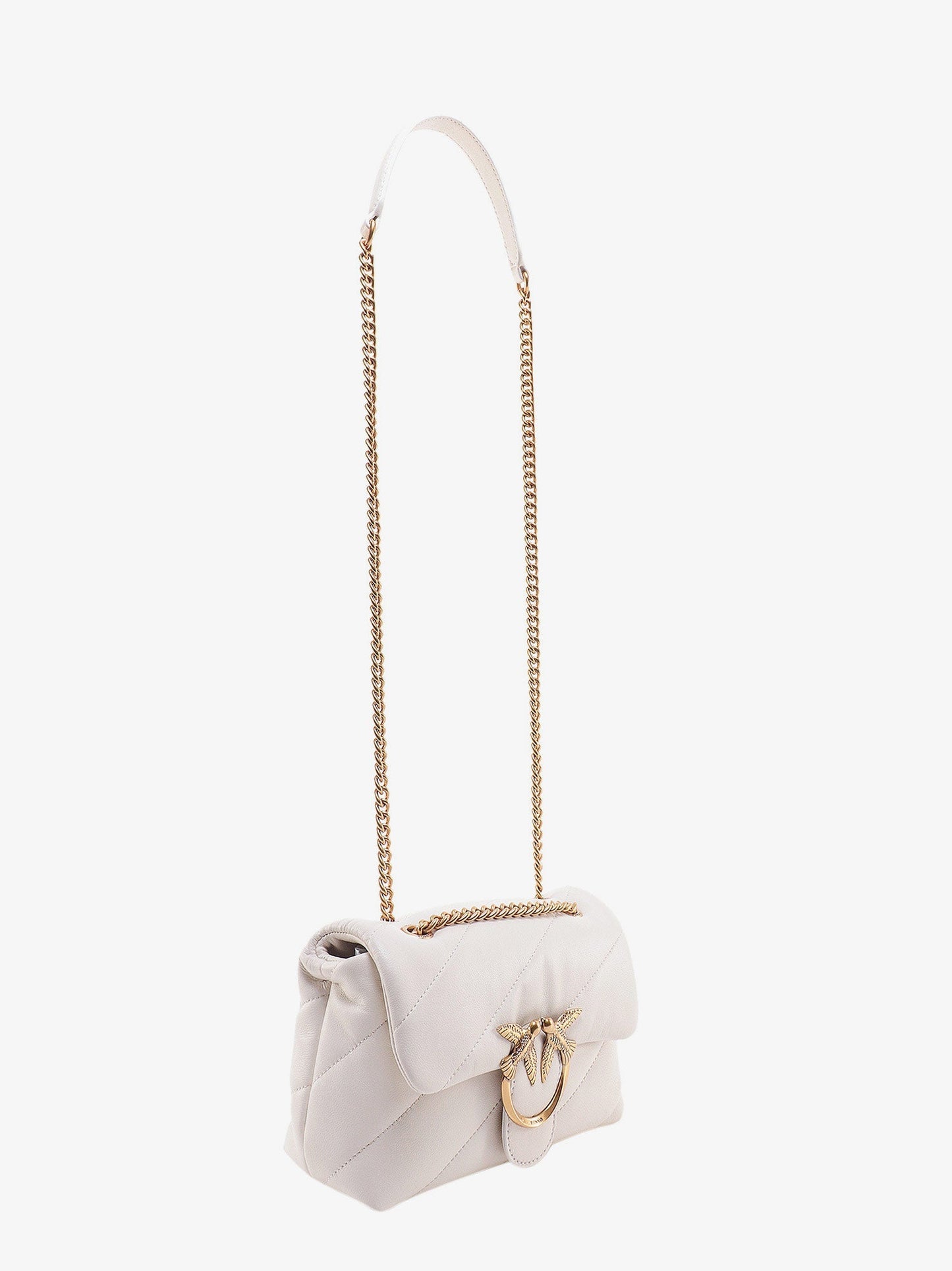 Pinko Matelass�� Leather Shoulder Bag With Iconic Love Birds Buckle