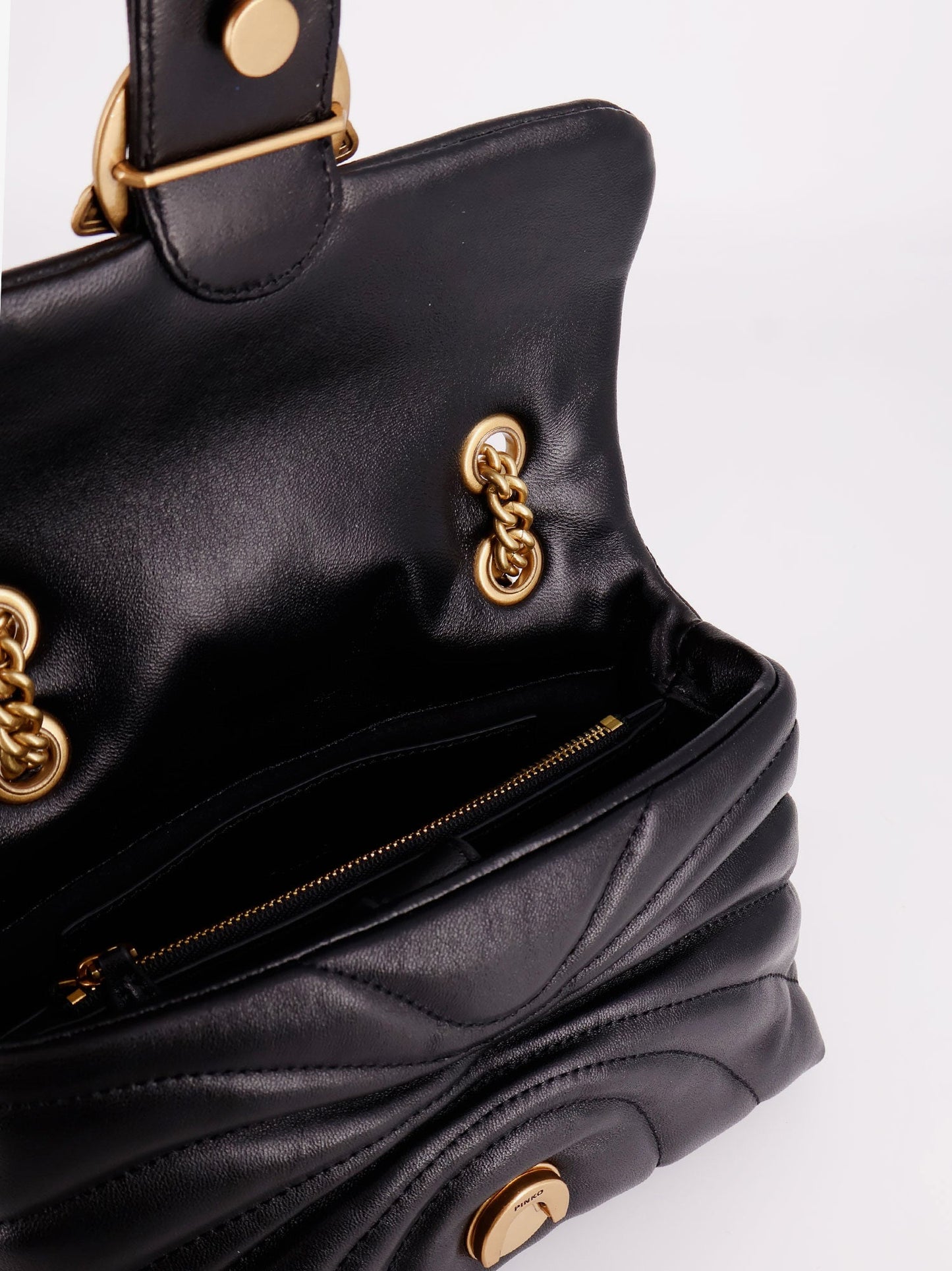 Pinko Matelass�� Leather Shoulder Bag With Love Birds Buckle
