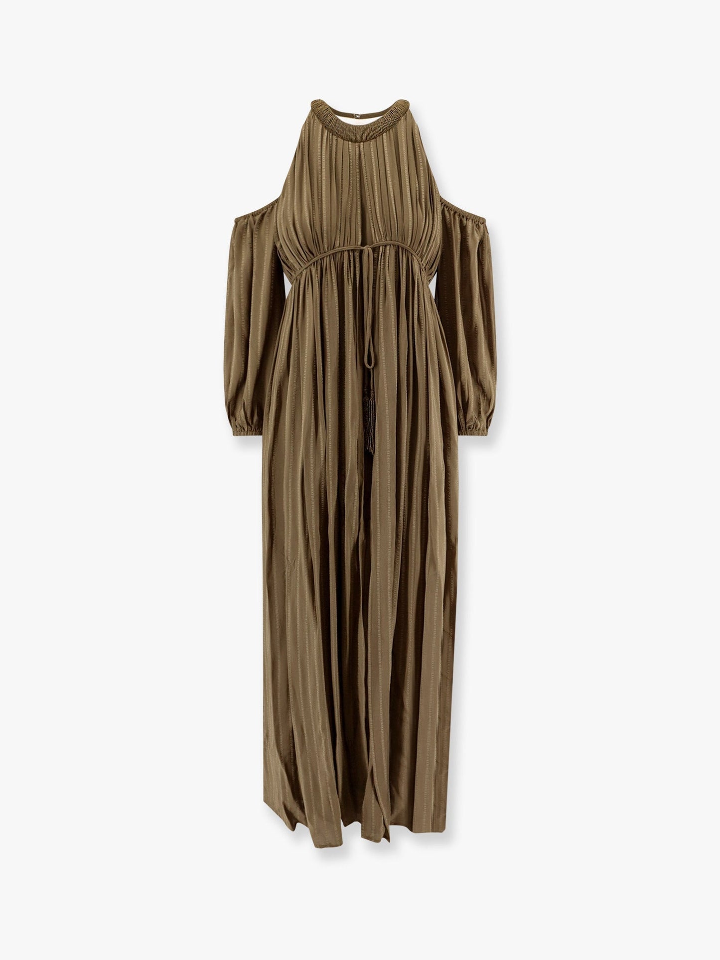 Pinko Allenatore Georgette Long Dress With Striped Motif