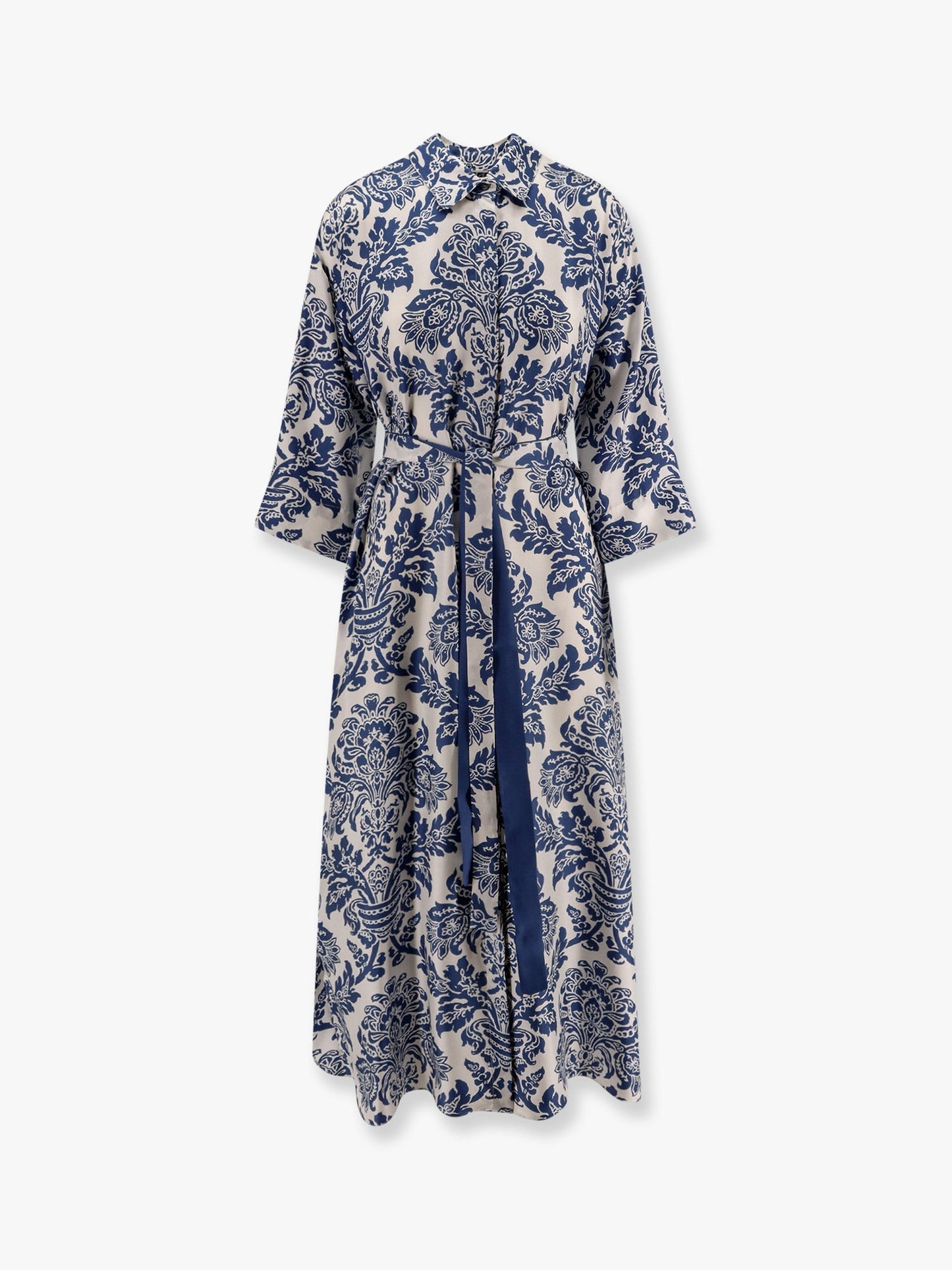 'S Max Mara Camelia Printed Silk Long Chemisier Dress