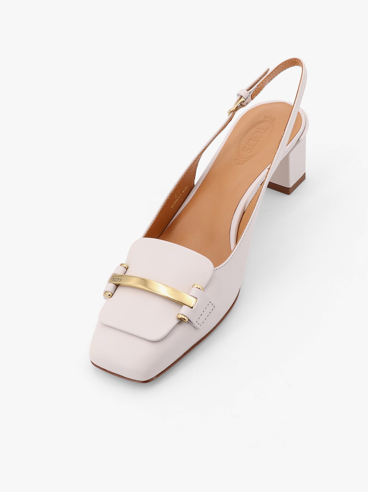 Tod's Leather Slingback With Metal Detail