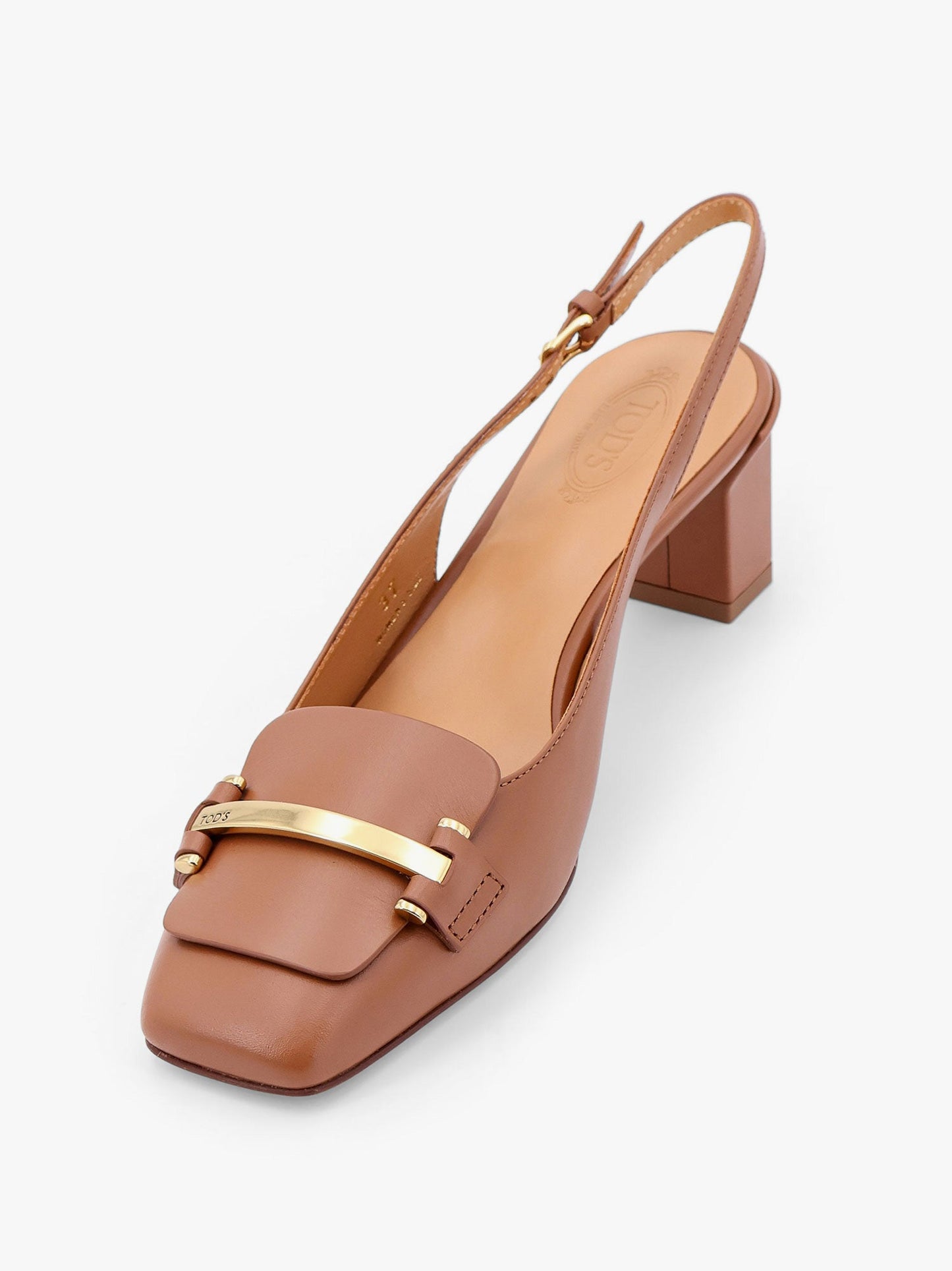 Tod's Leather Slingback With Metal Detail
