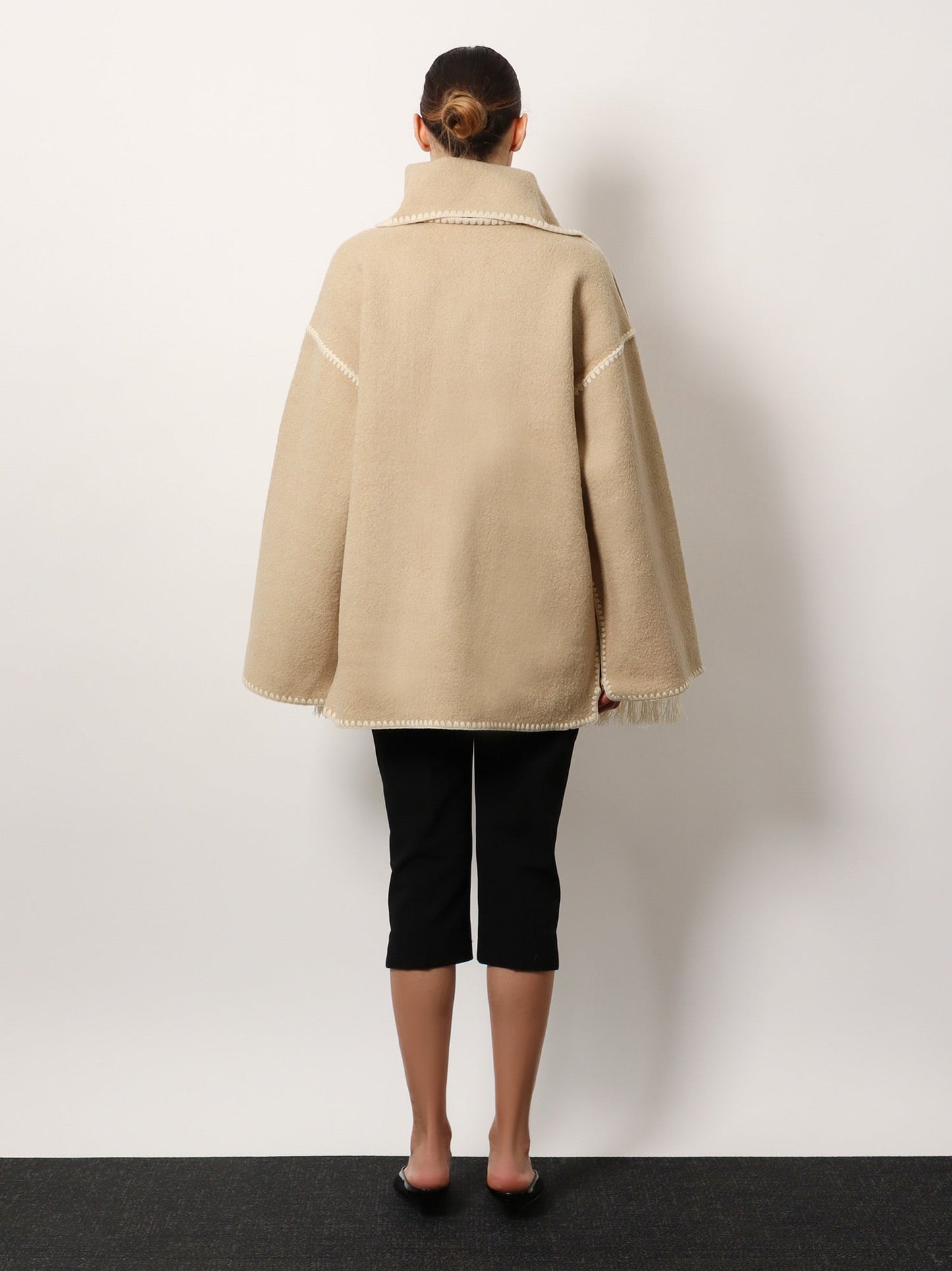 Toteme Wool Blend Coat With Scarf And Embroidery