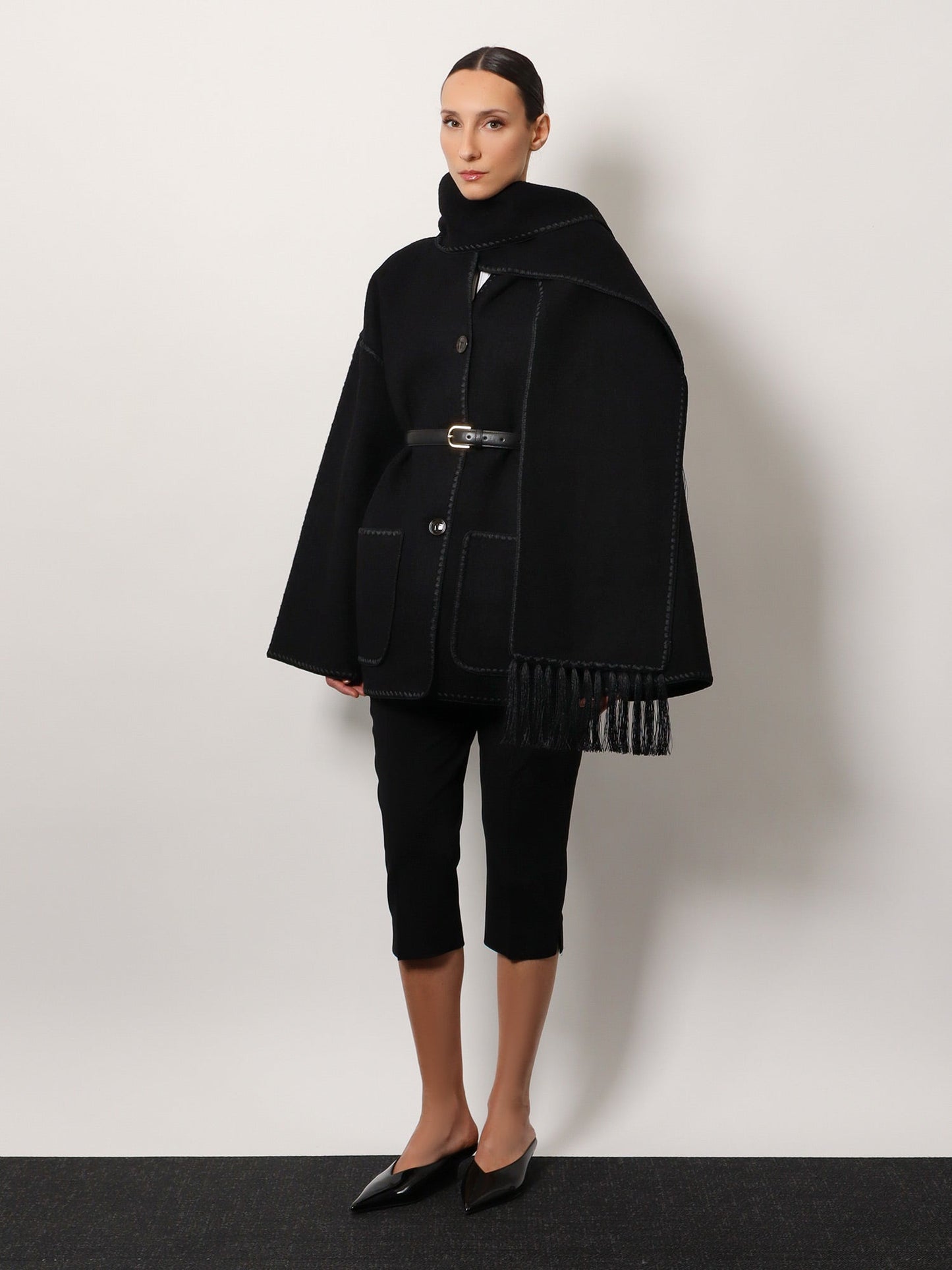 Toteme Wool Blend Coat With Embroidery And Scarf