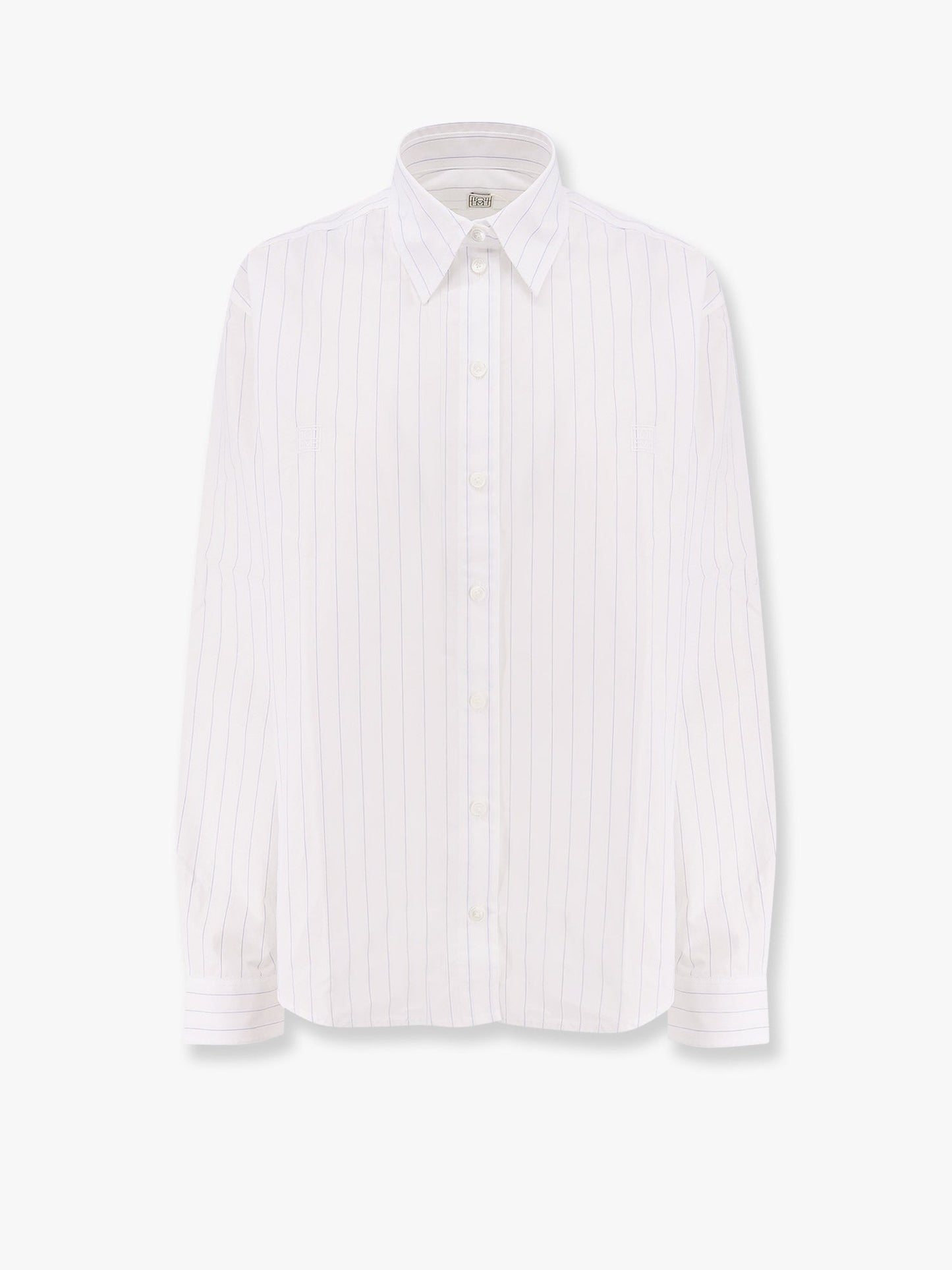 Toteme Striped Organic Cotton Shirt With Monogram Embroidered Logo