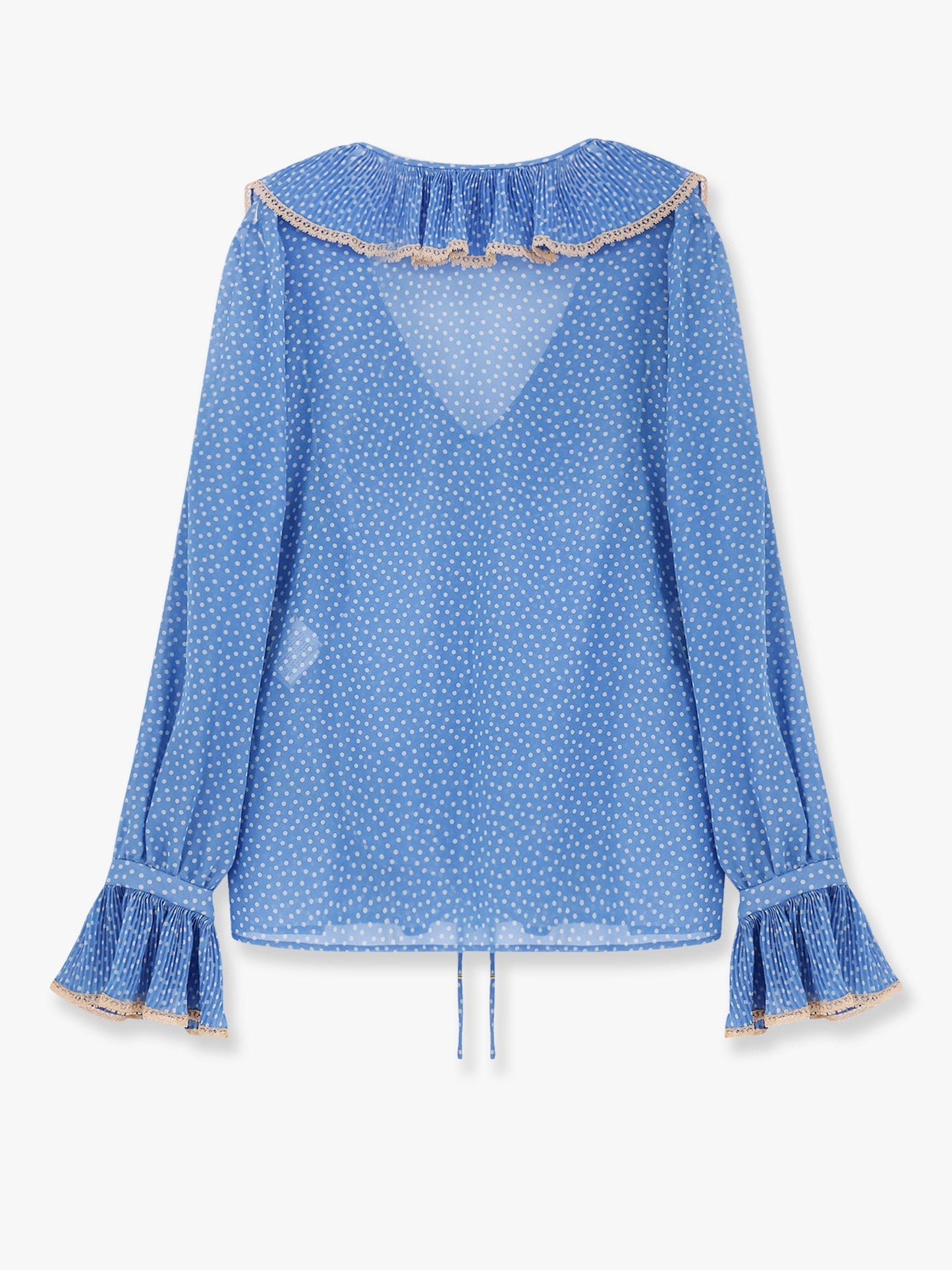 Valentino Polka Dots Silk Shirt With Lace Profile