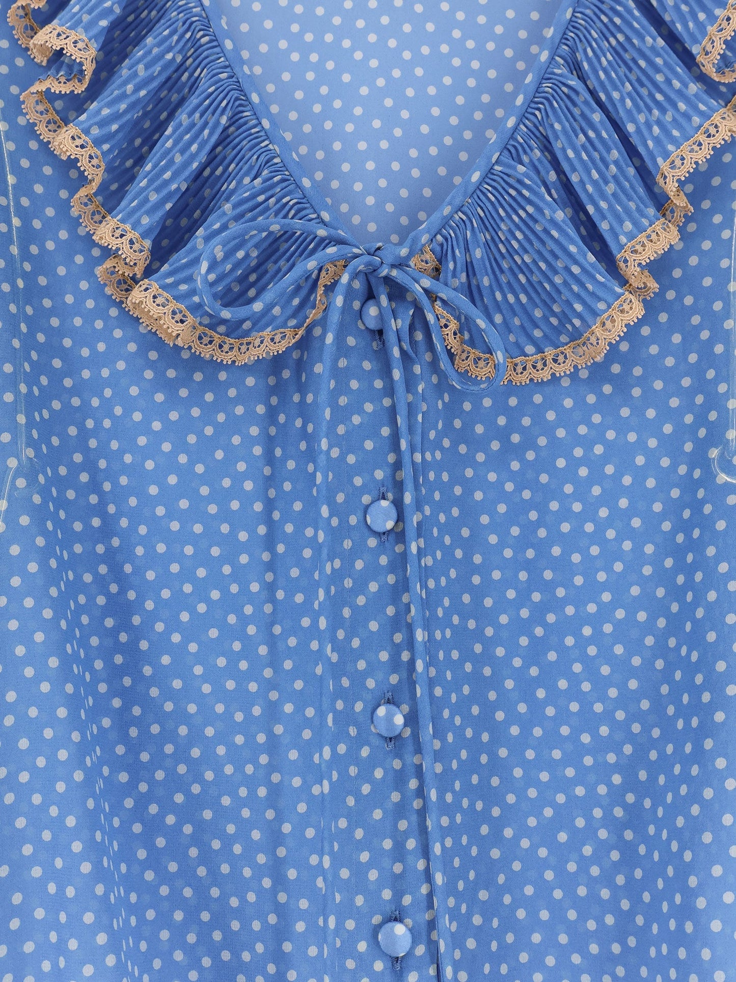 Valentino Polka Dots Silk Shirt With Lace Profile