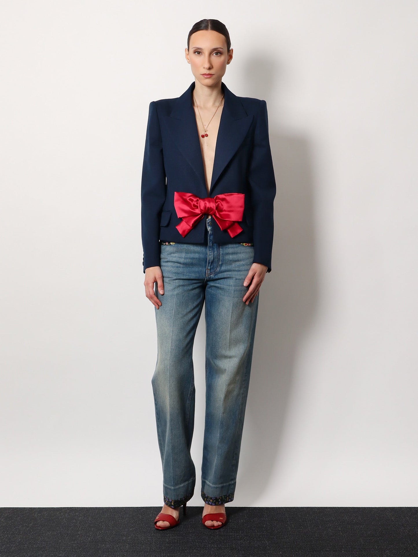 Valentino Viscose Blazer With Bow In Double Duchesse