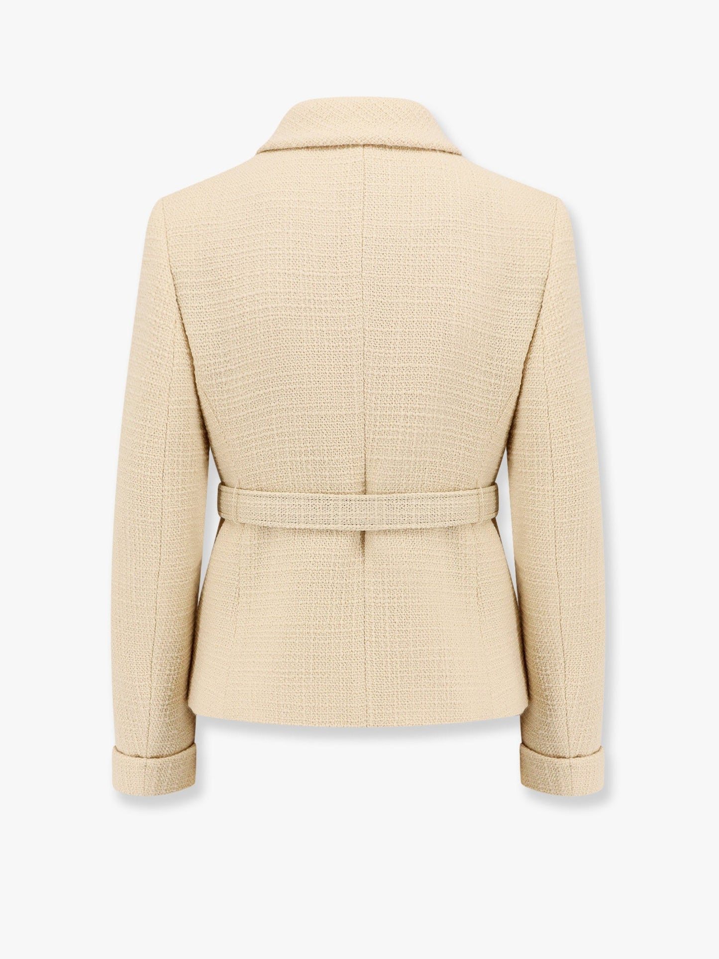 Valentino Wool Blazer With Leather Belt And V Gold Buckle