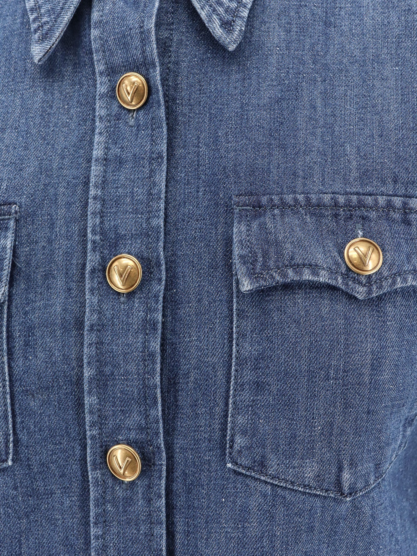 Valentino Denim Shirt With Vlogo Buttons