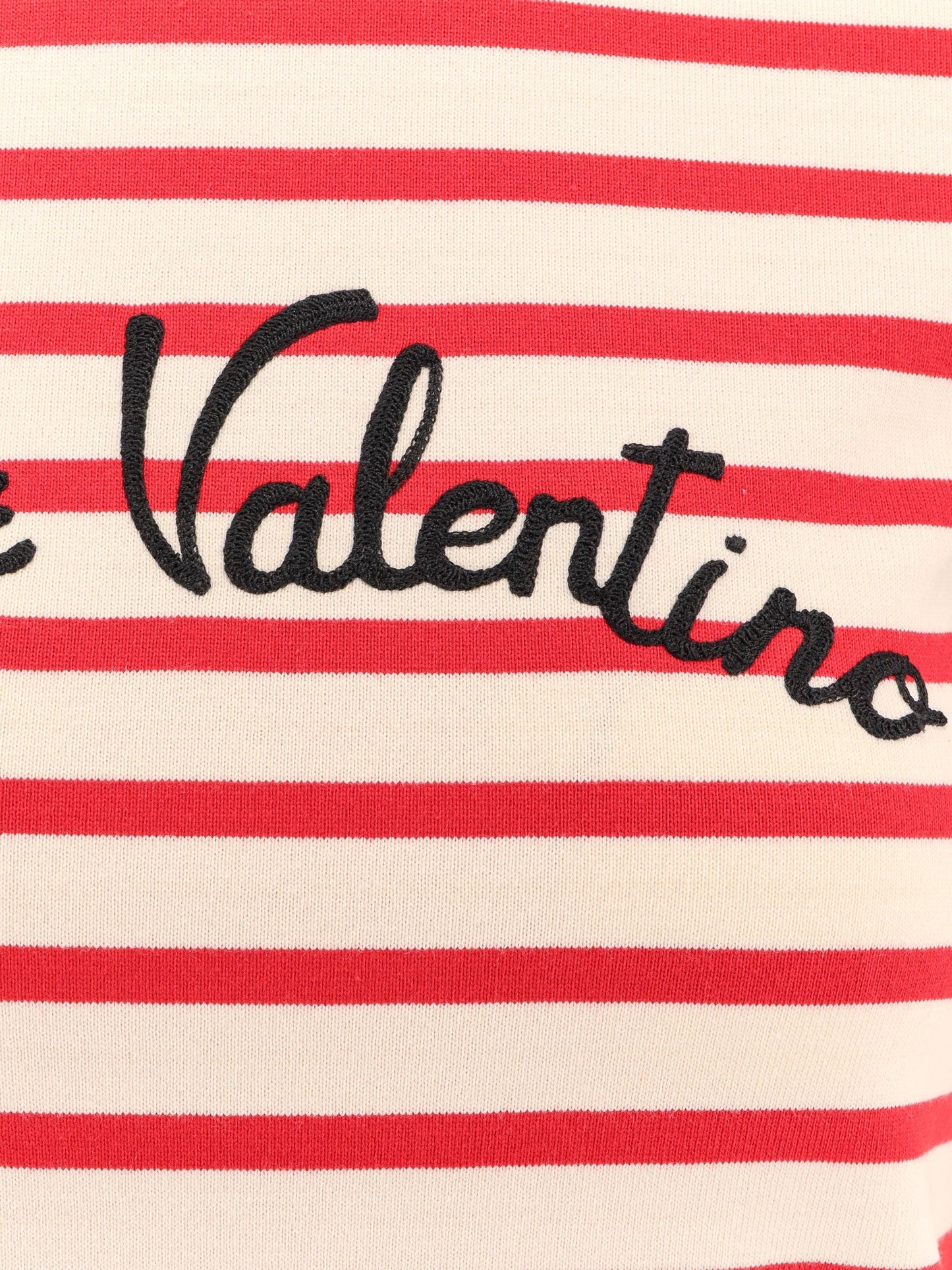 Valentino Striped Cotton T Shirt With Embroidered Logo