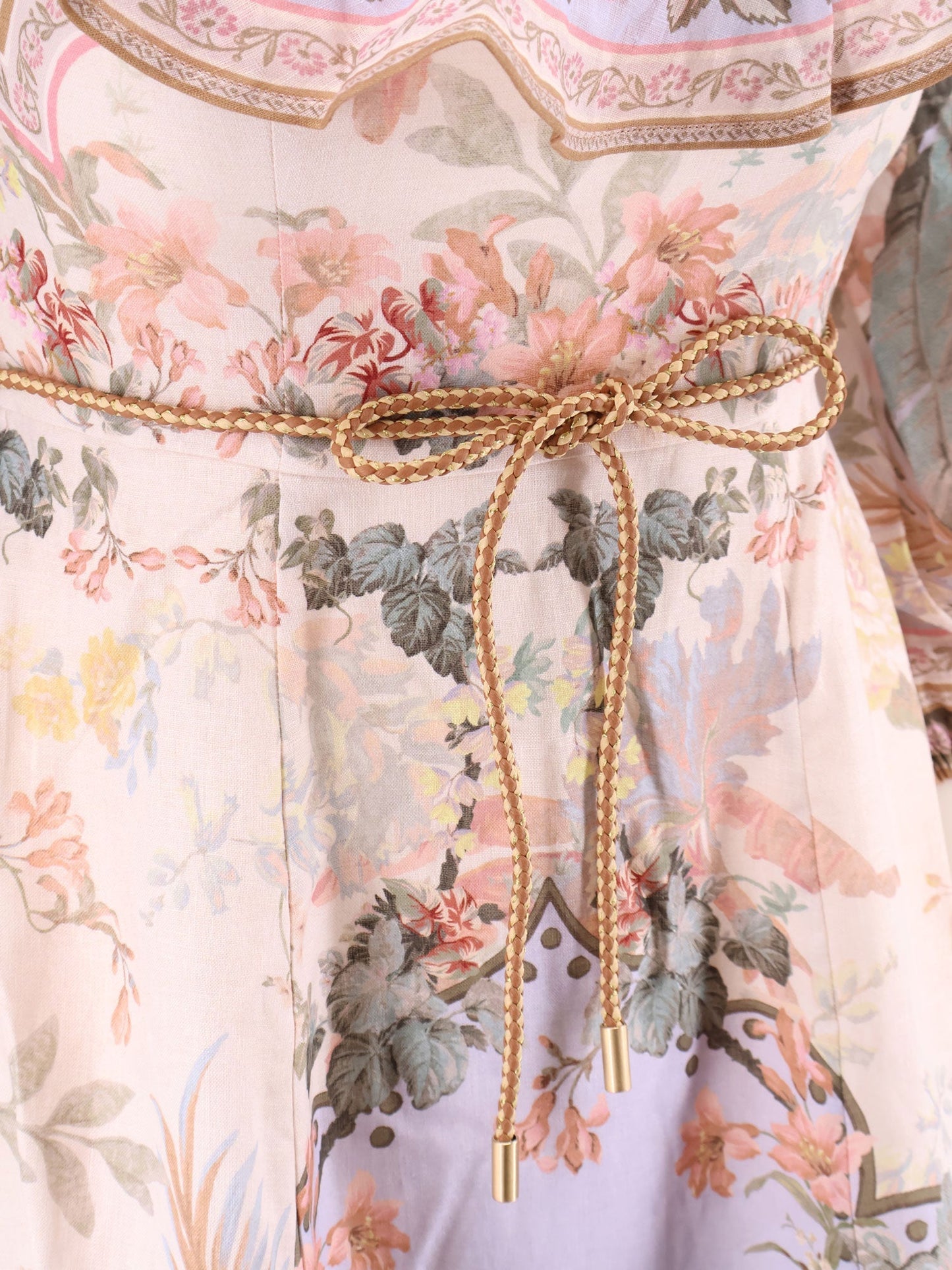 Zimmermann Wylie Off Shoulder Dress With Multicolor Print
