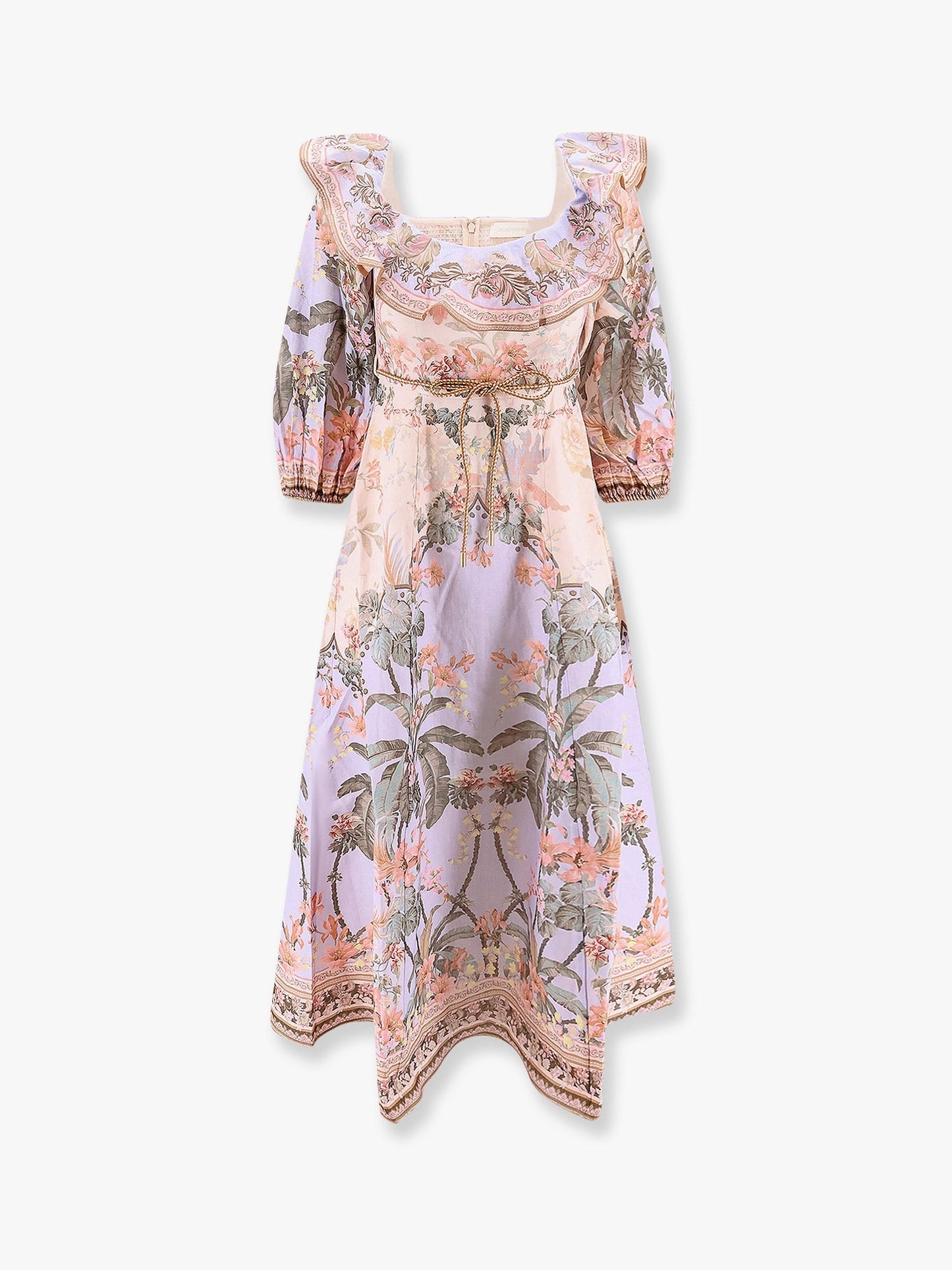 Zimmermann Wylie Off Shoulder Dress With Multicolor Print