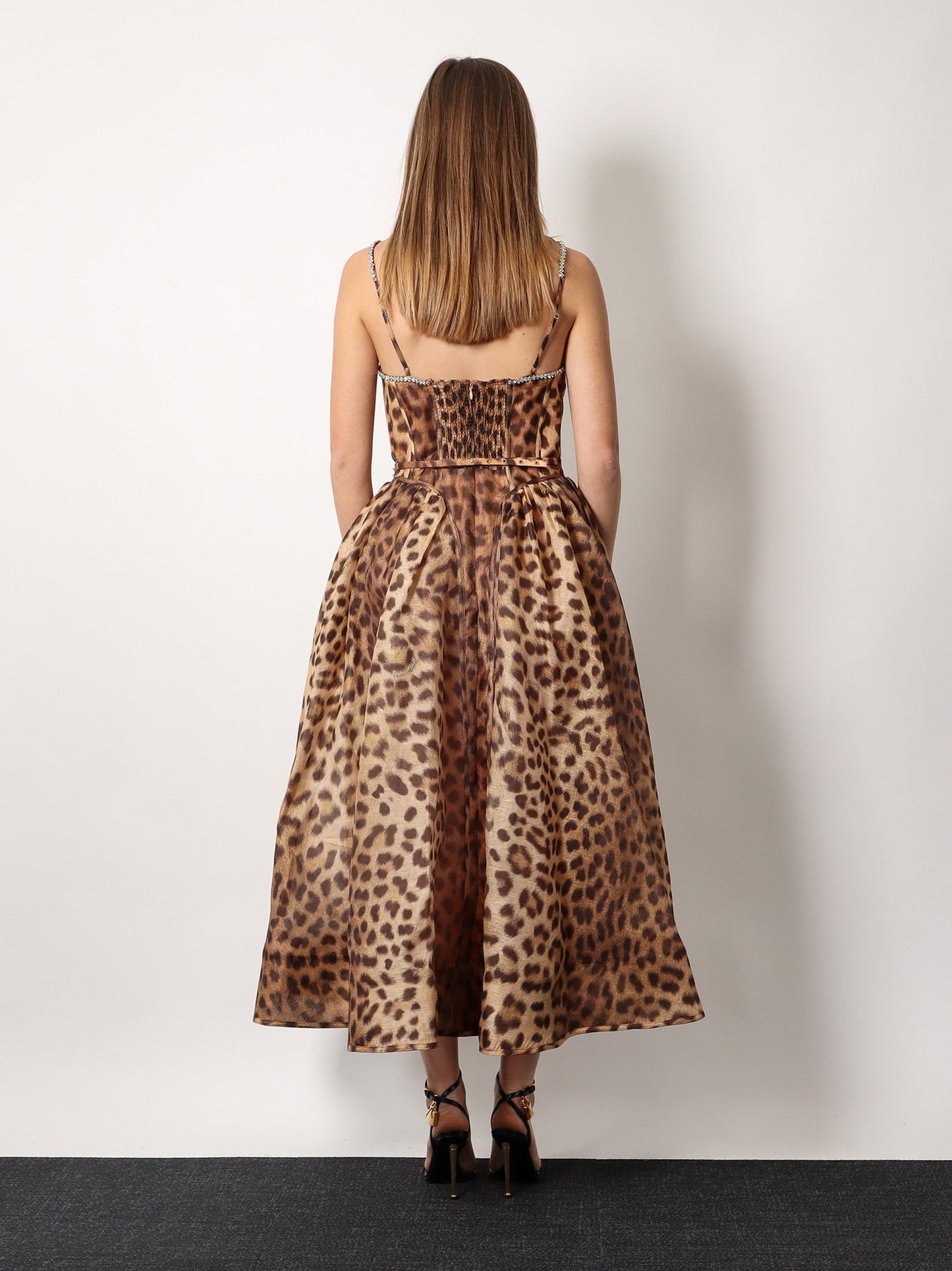 Zimmermann Linen And Silk Midi Dress With Animalier Print