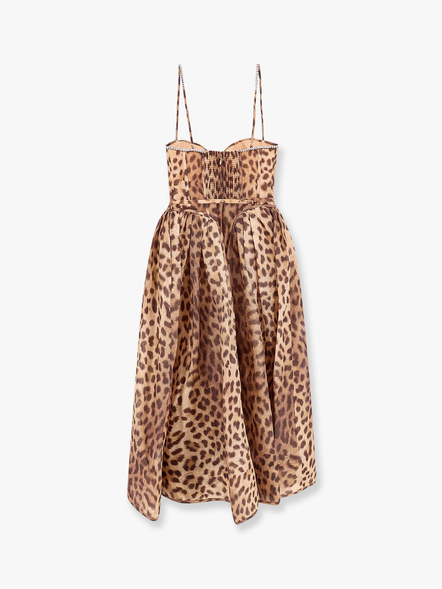 Zimmermann Linen And Silk Midi Dress With Animalier Print