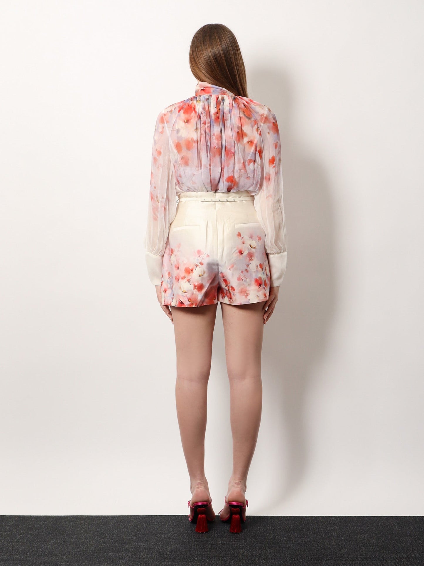 Zimmermann Silk Blend Shorts With Floral Print