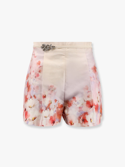 Zimmermann Silk Blend Shorts With Floral Print