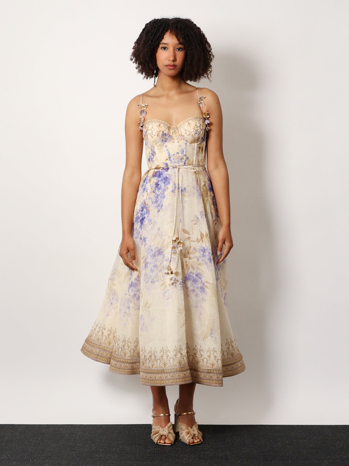 Zimmermann Dawning Linen And Silk Dress With Multicolor Print