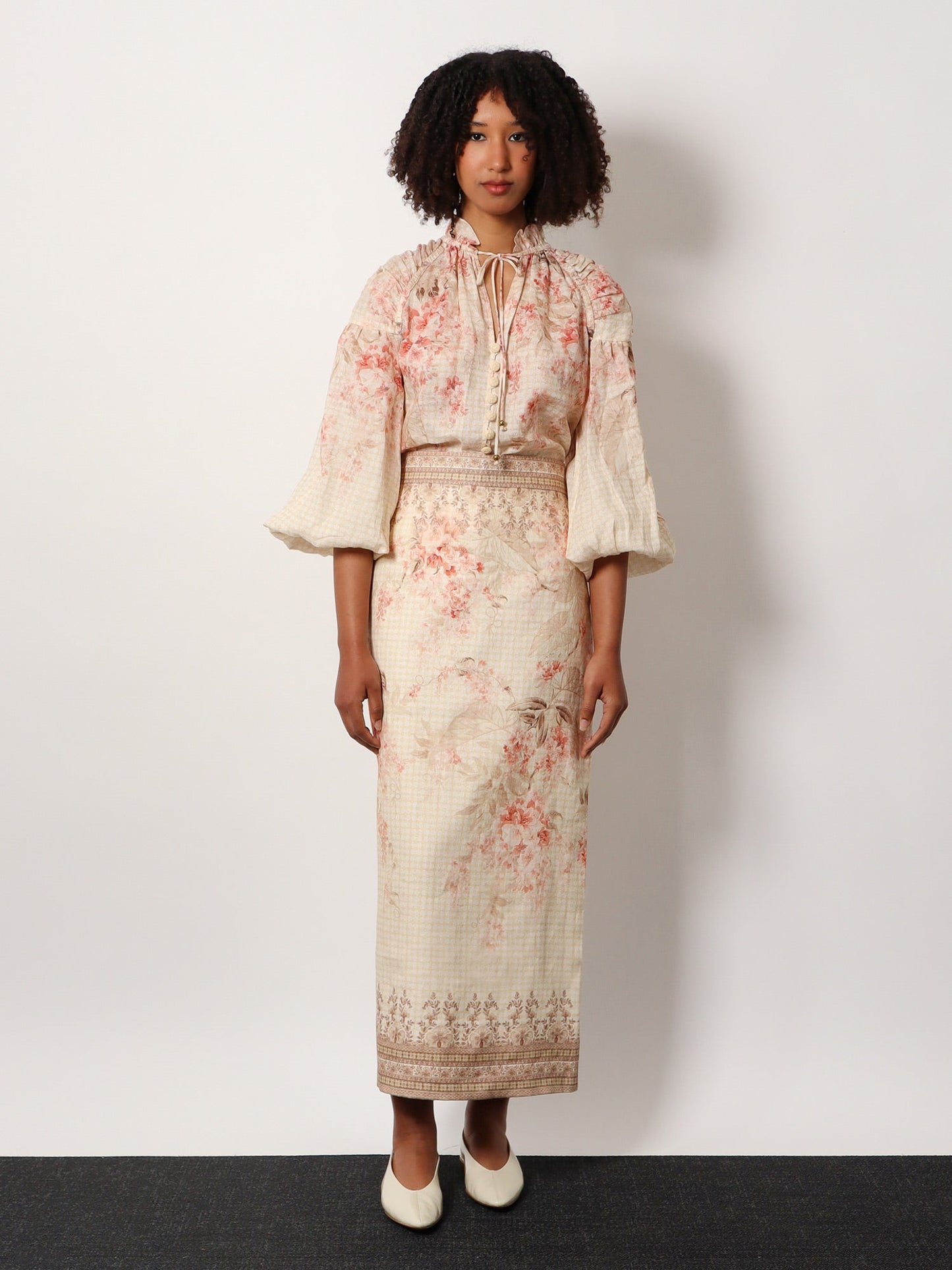 Zimmermann Illuminate Billow Ramiè Shirt With Floral Print