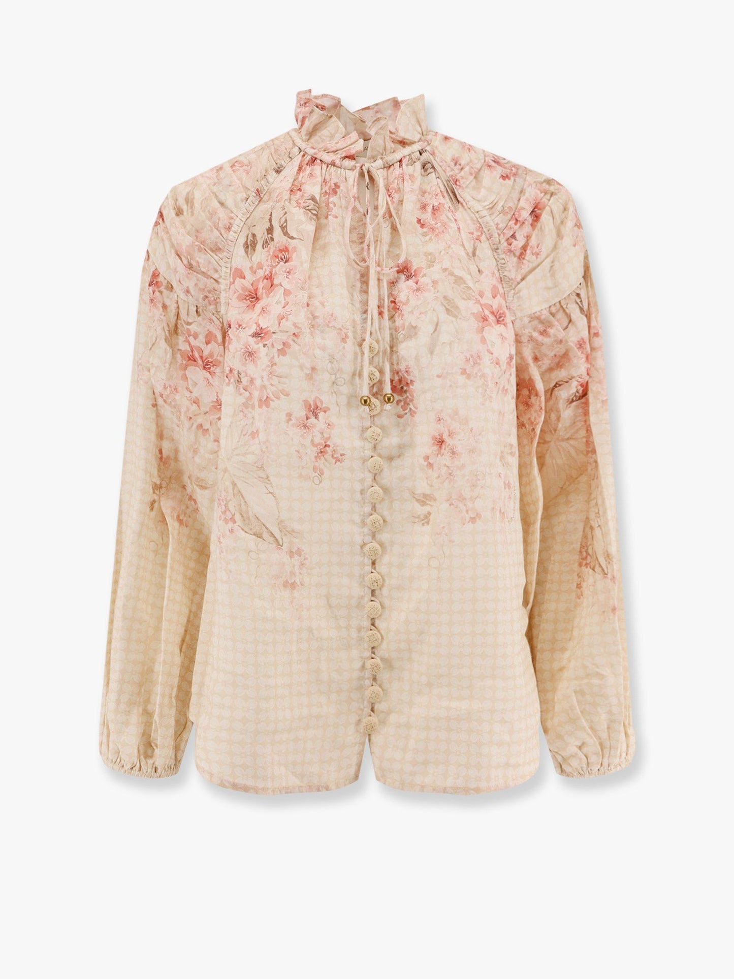 Zimmermann Illuminate Billow Ramiè Shirt With Floral Print